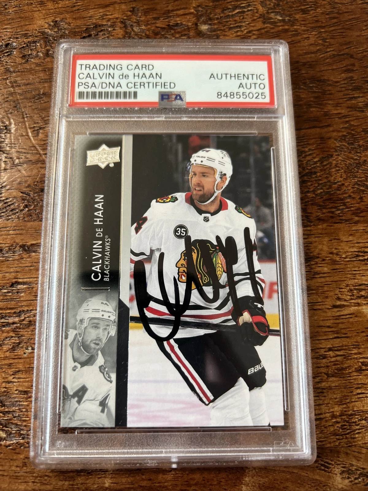 Calvin de Haan IP Signed Upper Deck Card Psa Dna Coa Slab Blackhawks Autographed