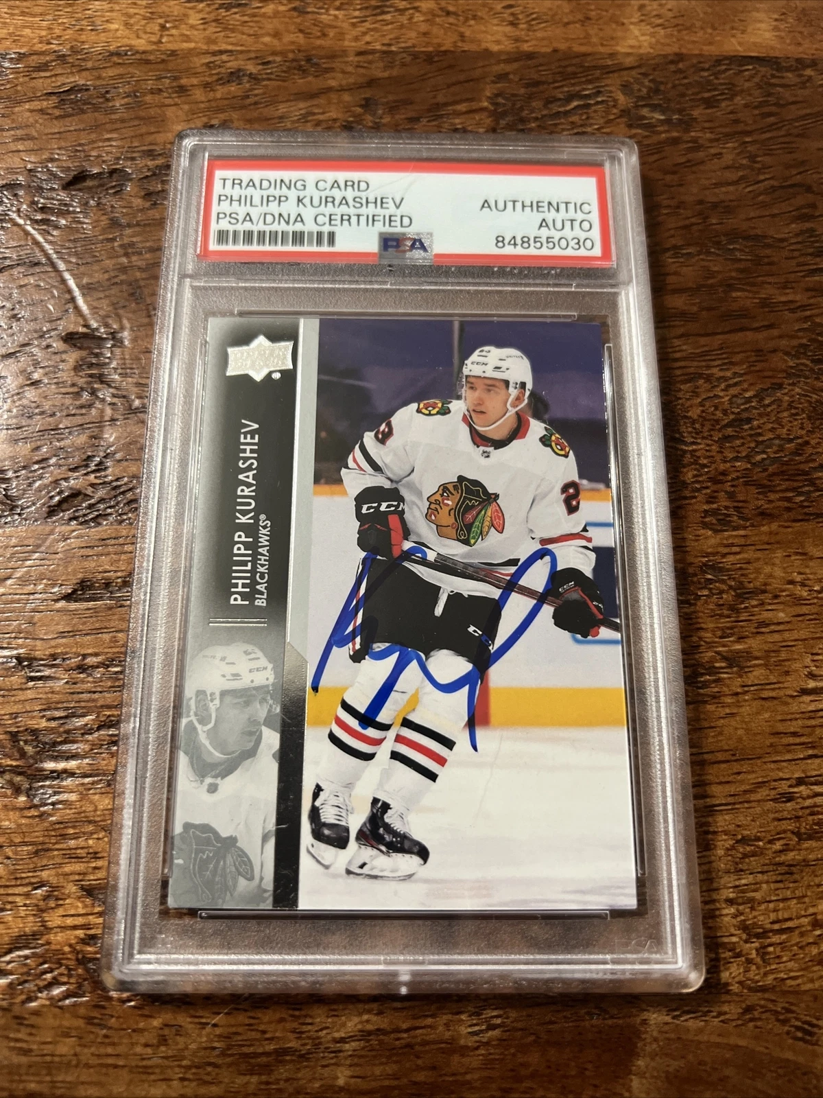 Philipp Kurashev IP Signed Upper Deck Card Psa Dna Coa Slab Blackhawks Auto