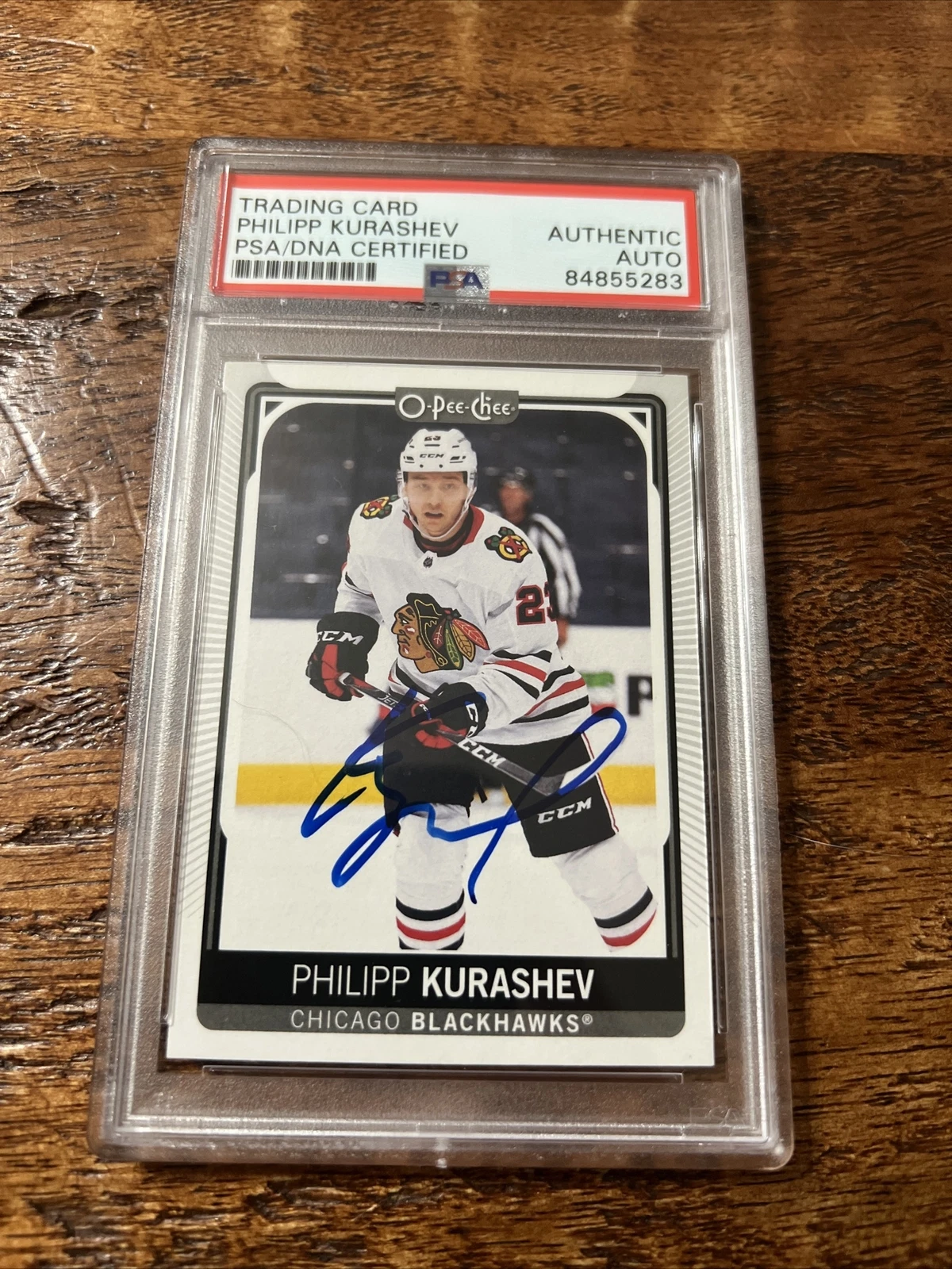 Philipp Kurashev IP Signed O Pee Chee Card Psa Dna Coa Slab Blackhawks Auto