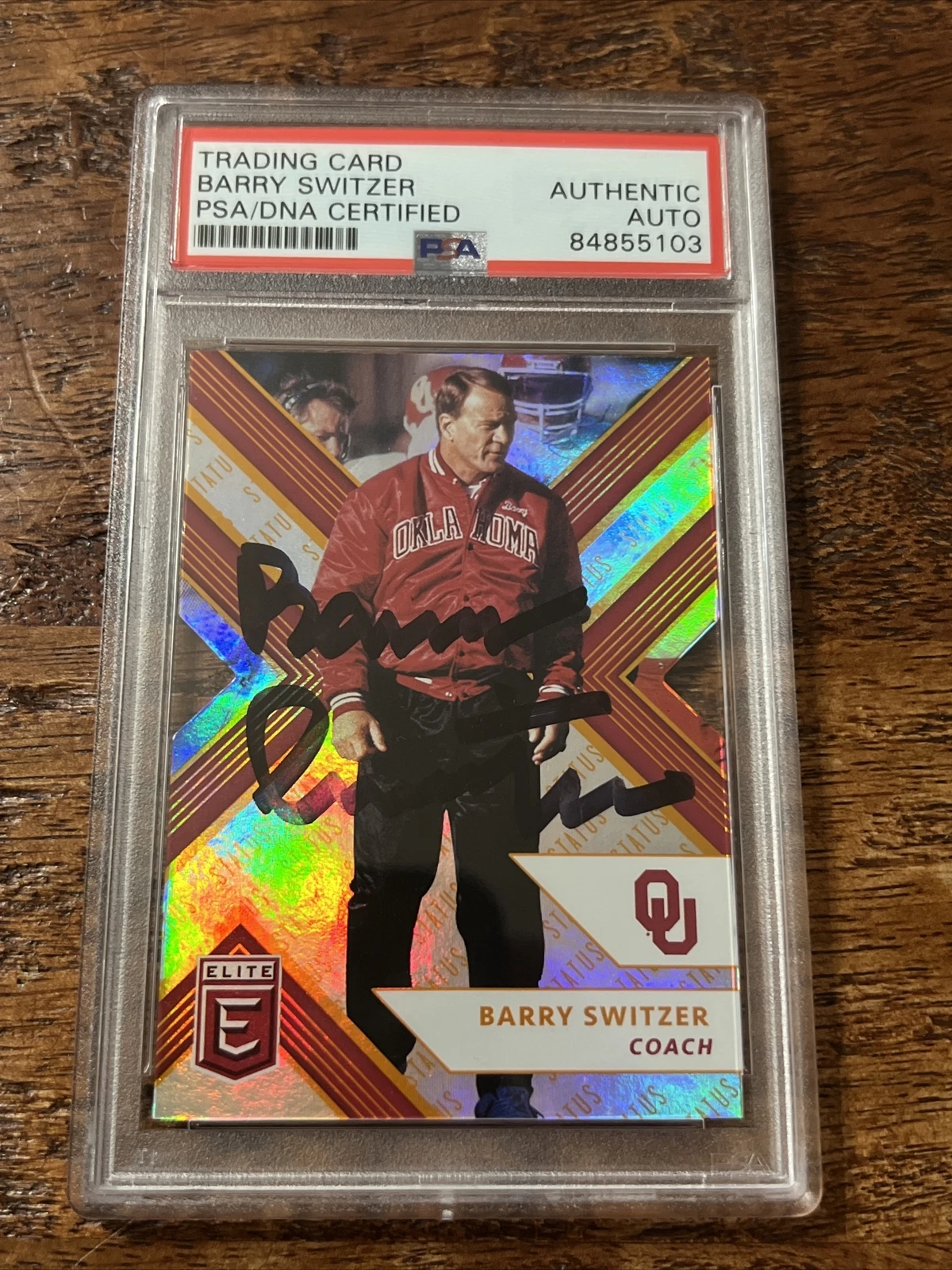 Barry Switzer IP Signed Panini Elite Card Psa Dna Coa Slab Autographed Oklahoma