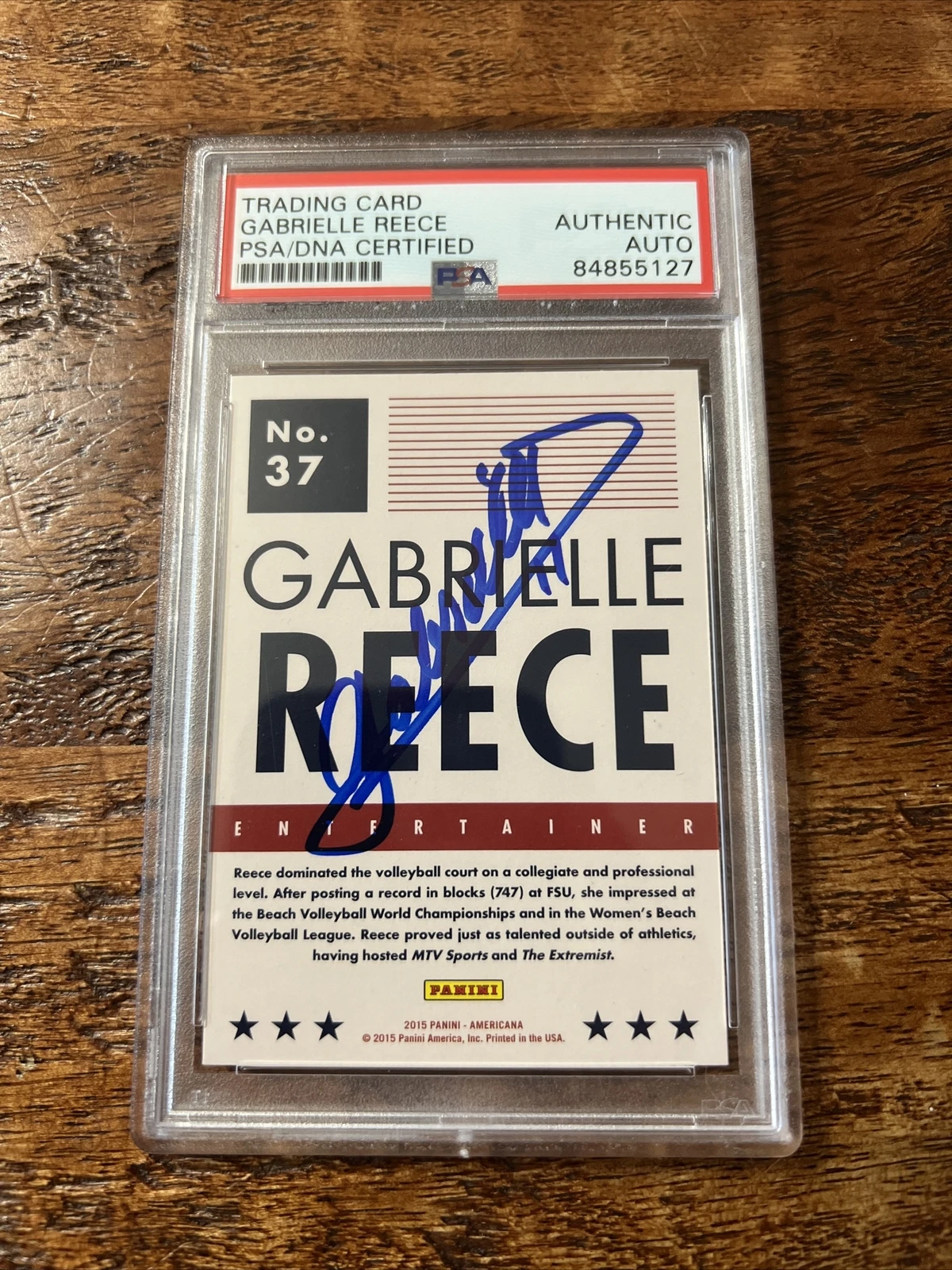Gabrielle Reece IP Signed Panini Americana Card Psa Dna Coa Slab Auto Volleyball