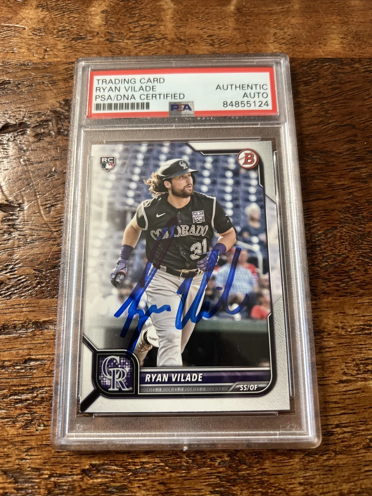 Ryan Vilade IP Signed Bowman Rookie Card PSA DNA Coa Slab Autographed Rockies