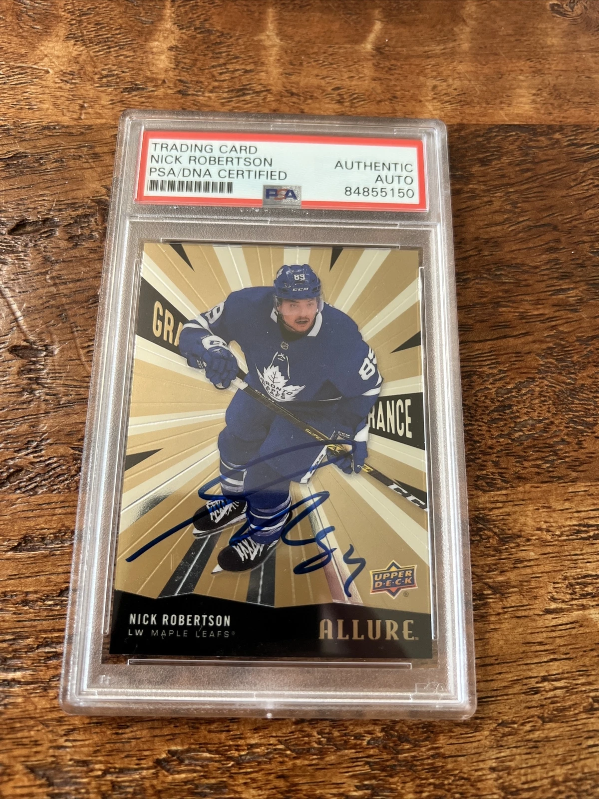 Nick Robertson IP Signed Upper Deck Allure Card Psa Dna Coa Slab Maple Leafs