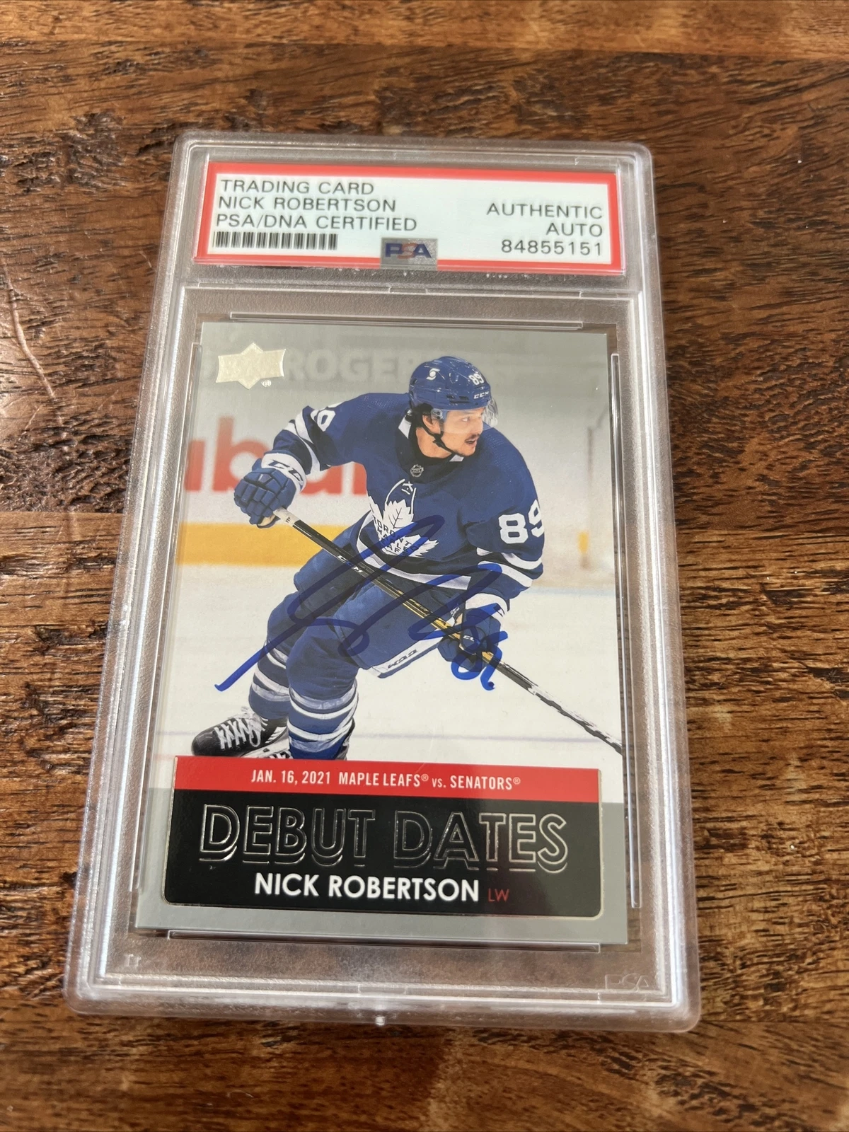 Nick Robertson IP Signed Upper Deck Card Psa Dna Coa Slab Maple Leafs Auto