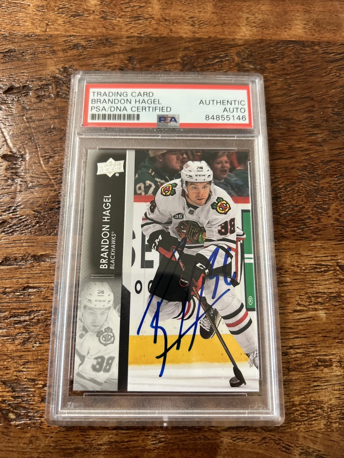 Brandon Hagel IP Signed Upper Deck Card Psa Dna Coa Slab Blackhawks Autographed