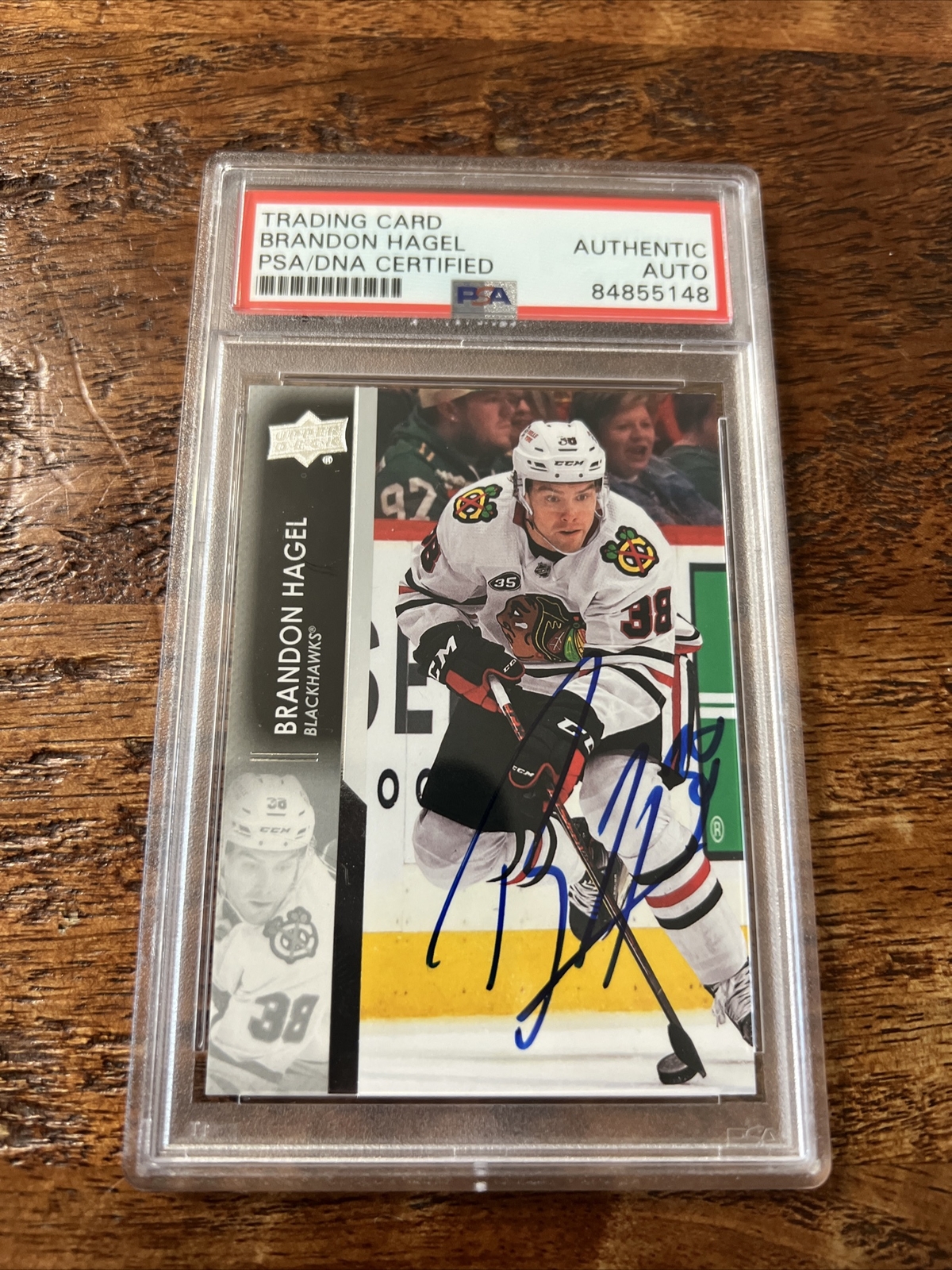 Brandon Hagel IP Signed Upper Deck Card Psa Dna Coa Slab Blackhawks Autographed