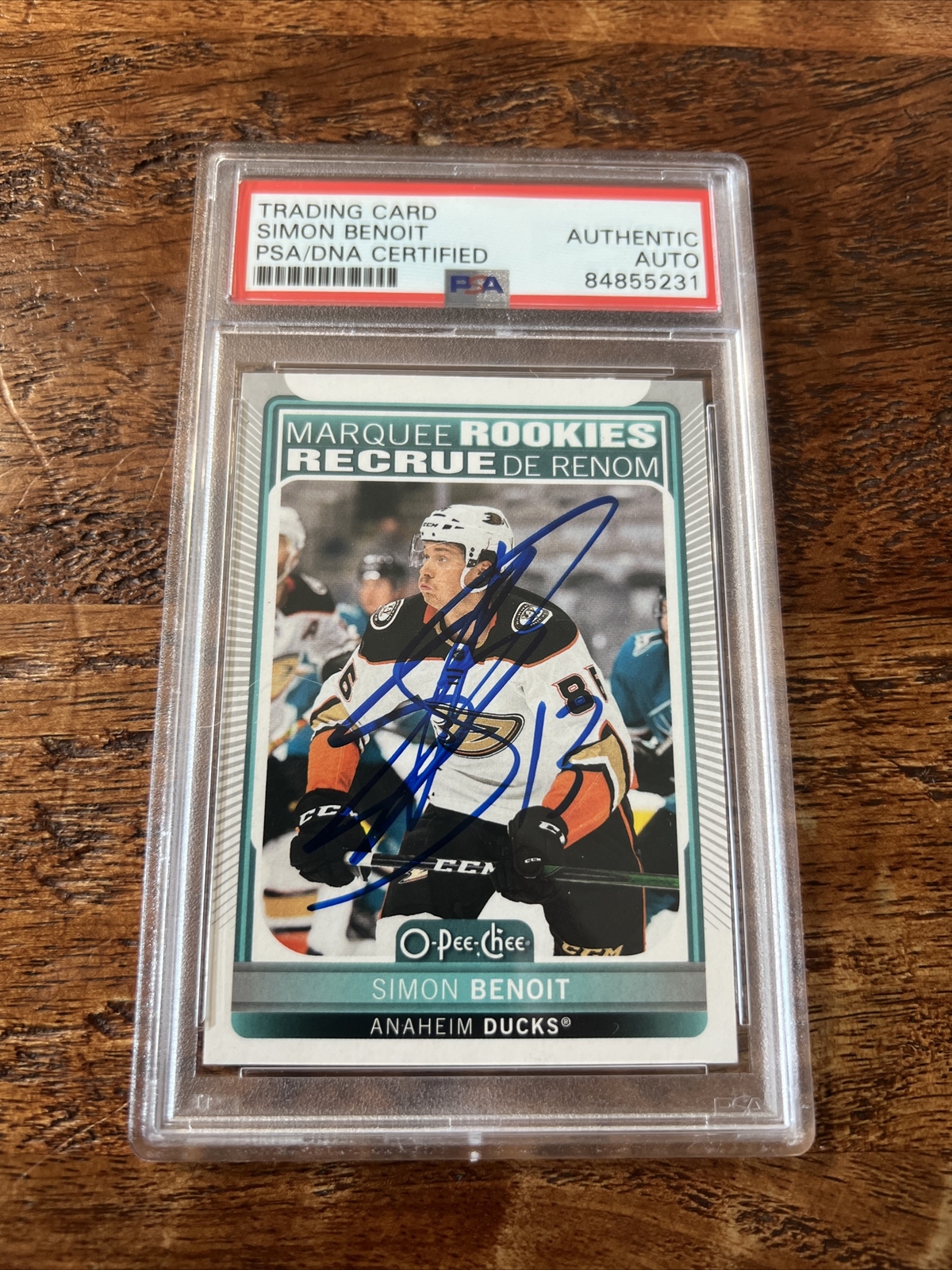 Simon Benoit IP Signed O Pee Chee RC Card Psa Dna Coa Slab Autographed Ducks