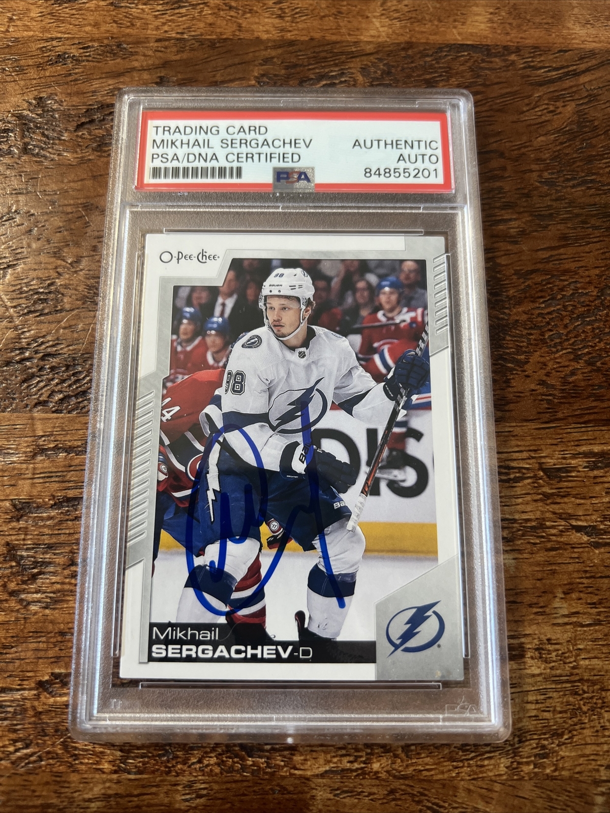 Mikhail Sergachev IP Signed O Pee Chee Card Psa Dna Coa Slab Lightning Auto