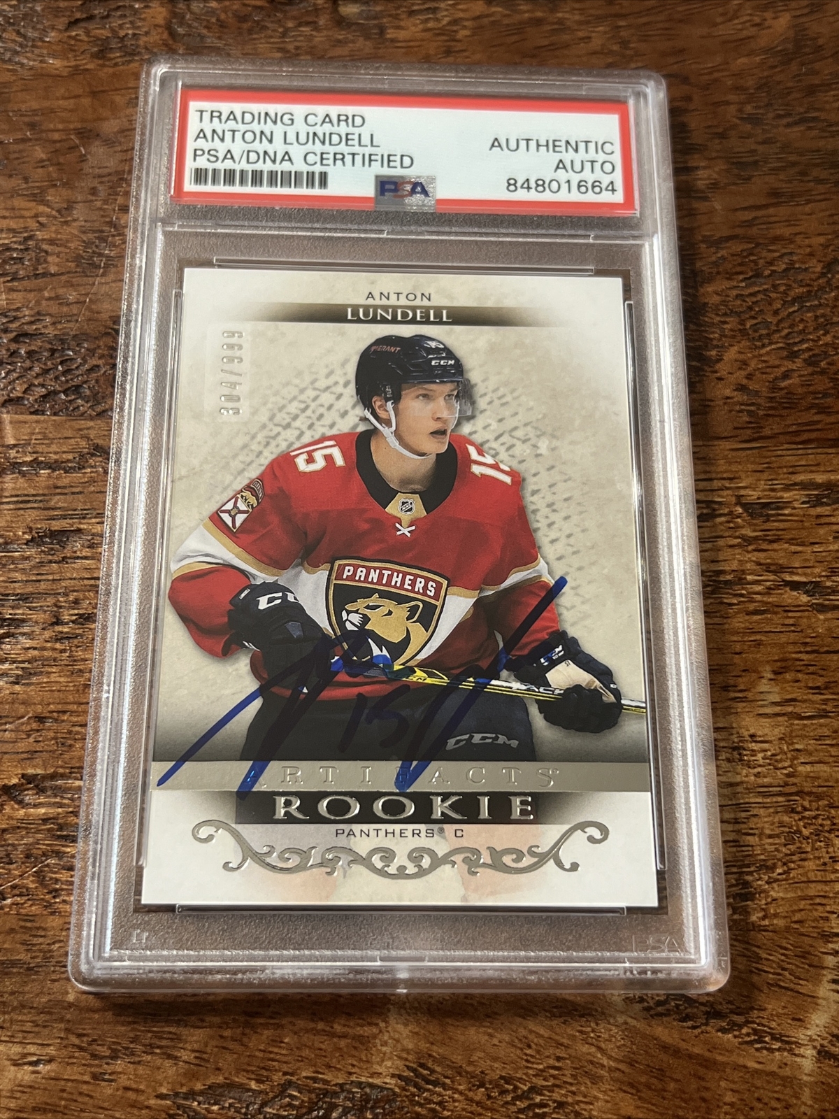 Anton Lundell IP Signed UD Artifacts RC Card Psa Dna Coa Slab Panthers Auto
