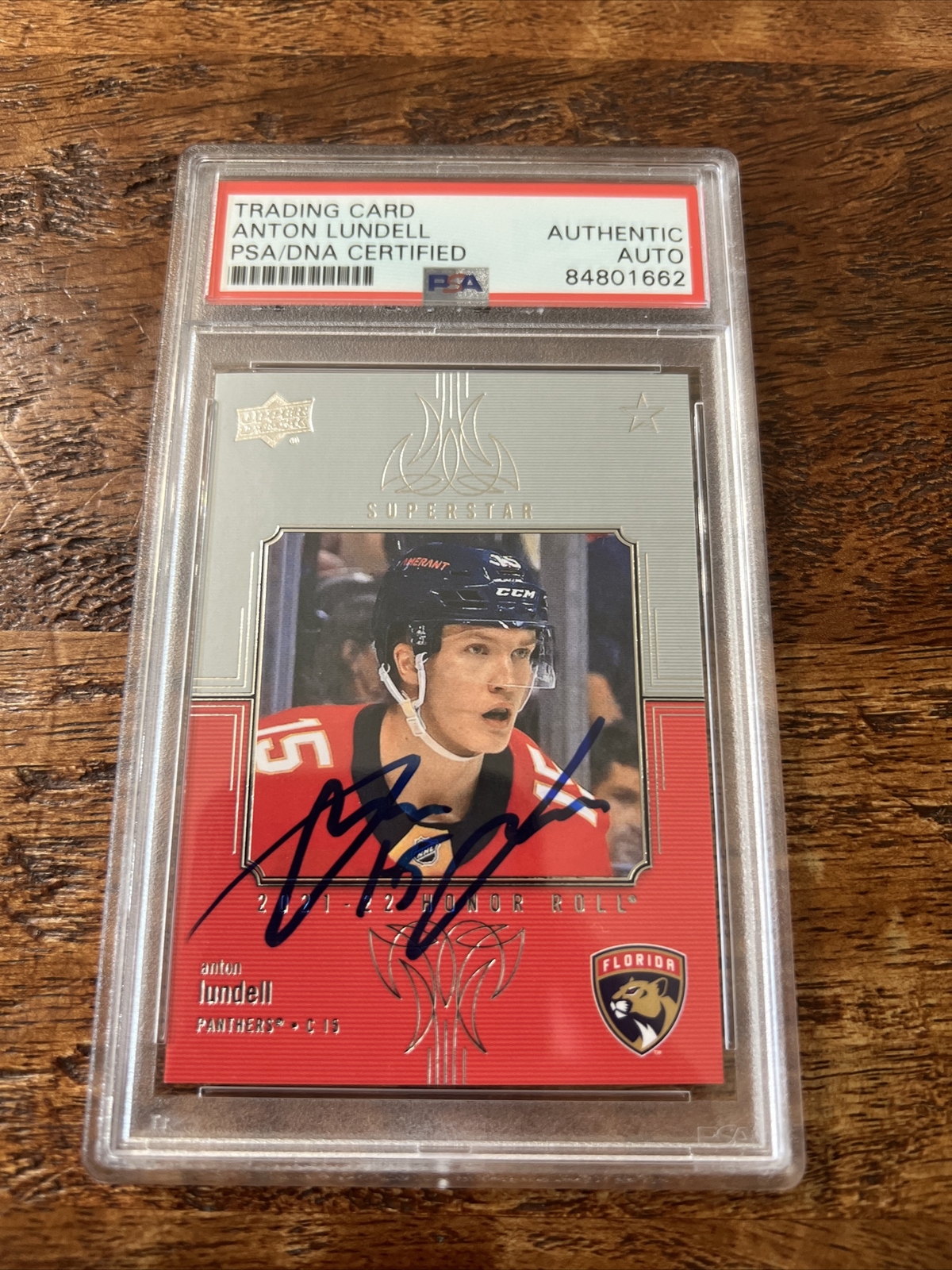 Anton Lundell IP Signed UD Honor Roll Card Psa Dna Coa Slab Panthers Autographed