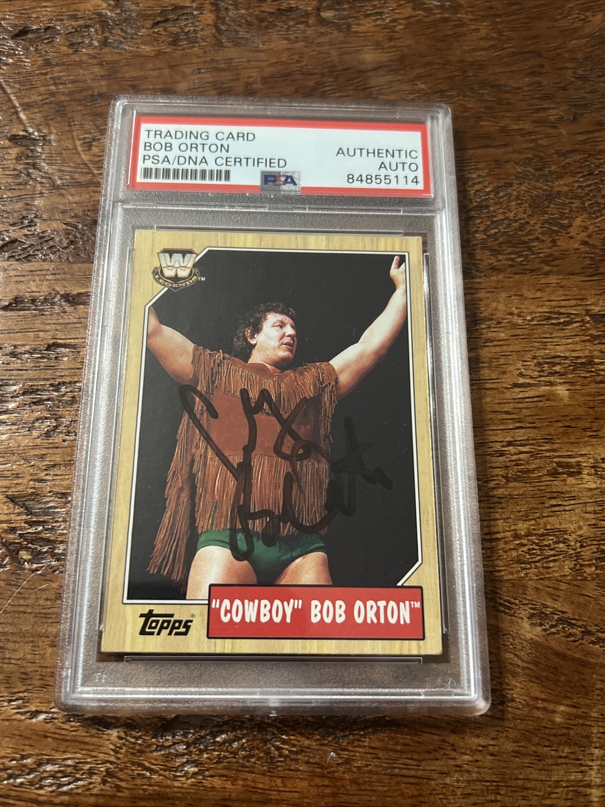 Cowboy Bob Orton IP Signed WWF Topps Heritage Card Psa Dna Coa Slab Autographed