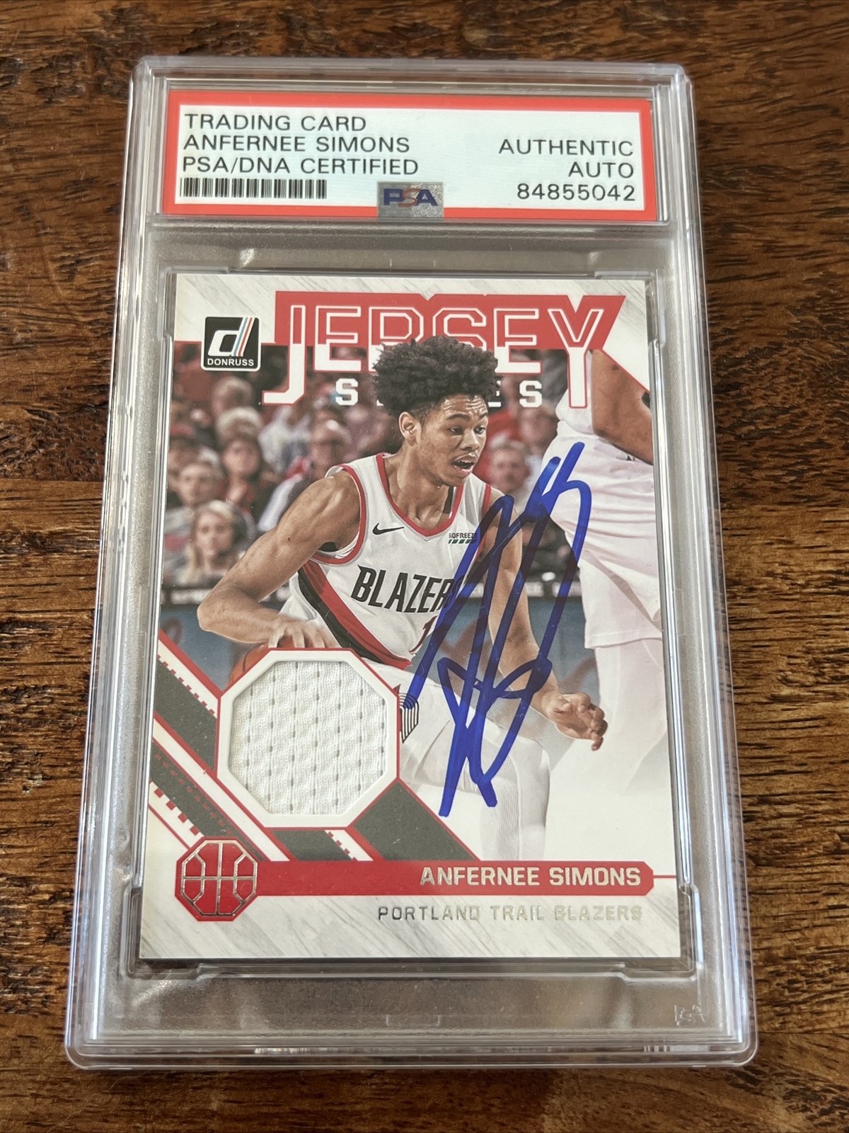 Anfernee Simons IP Signed Donruss Game Jersey Card PSA DNA Coa Slab Autographed