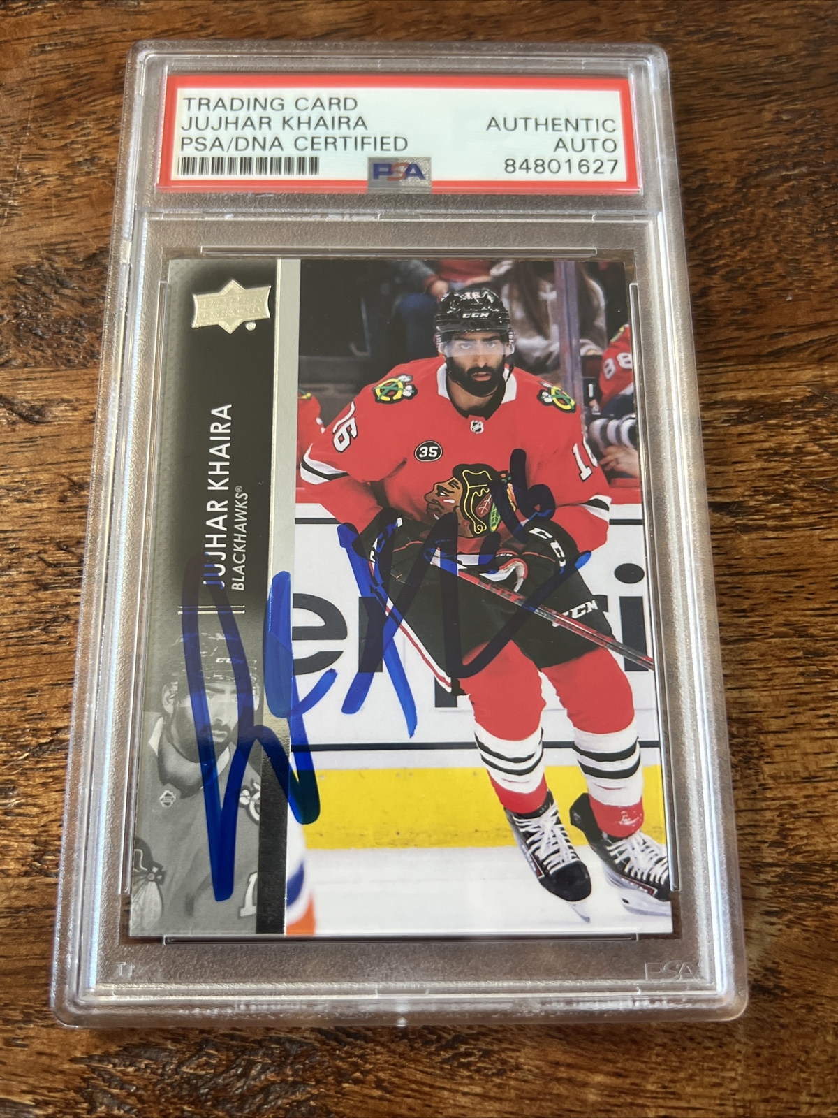 Jujhar Khaira IP Signed Upper Deck Card Psa Dna Coa Slab Blackhawks Autographed