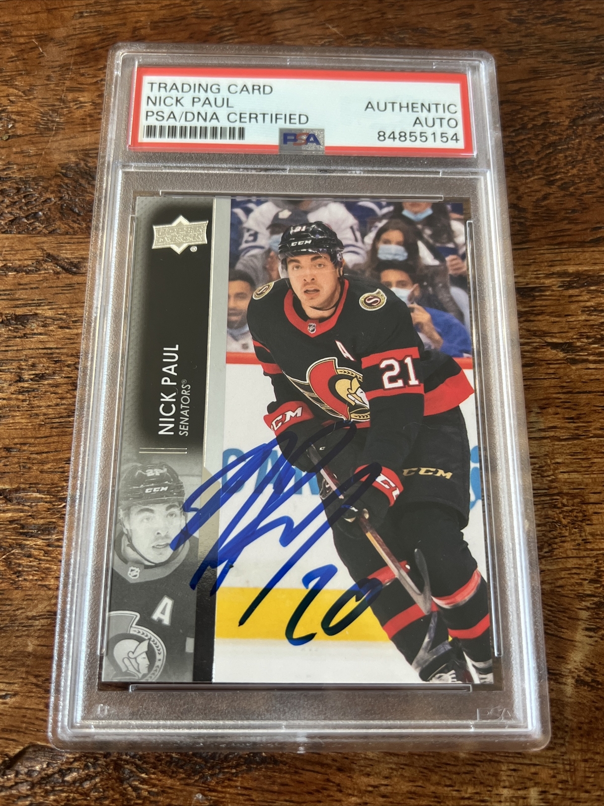 Nick Paul IP Signed Upper Deck Card Psa Dna Coa Slab Senators Autographed