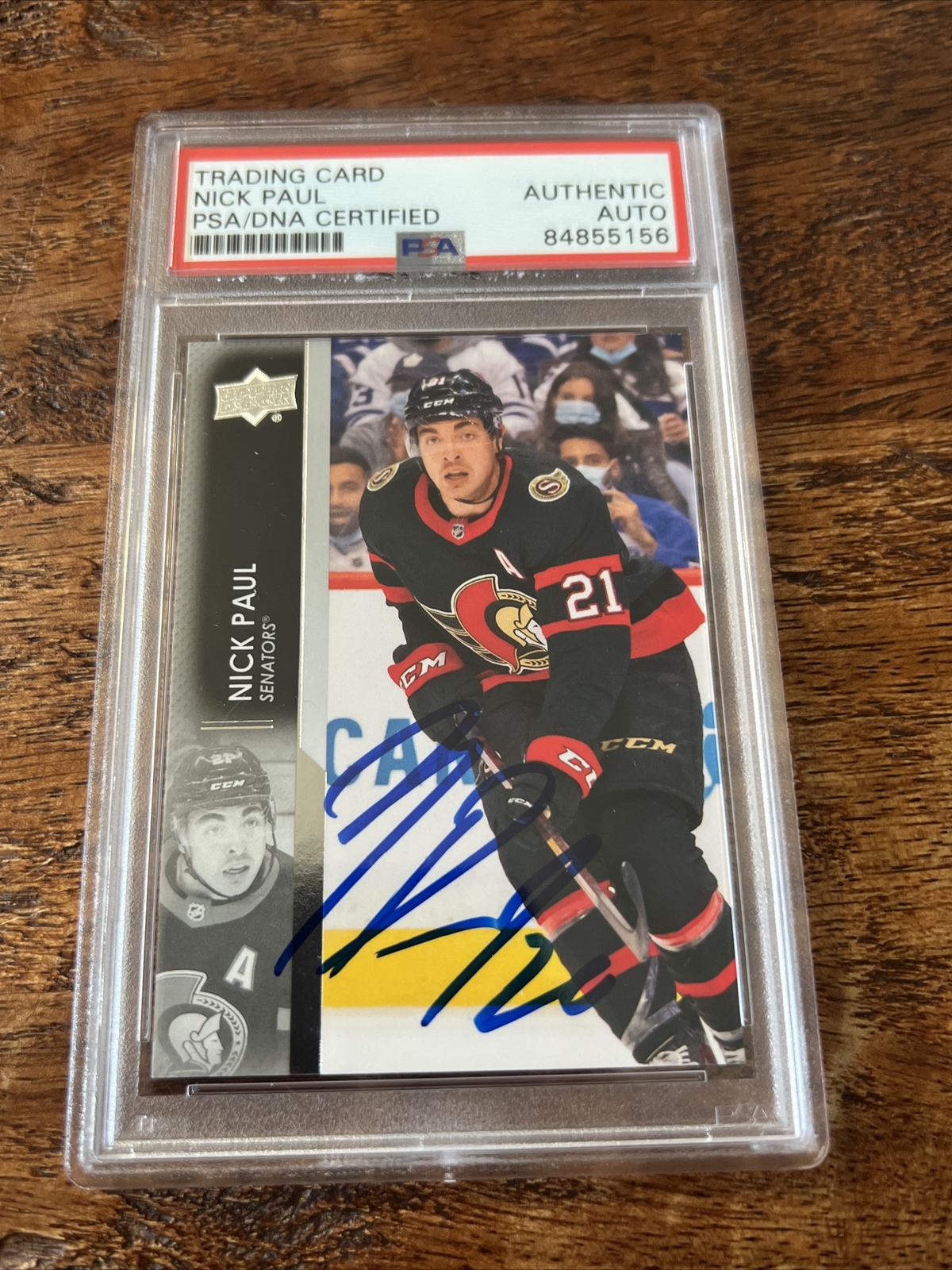 Nick Paul IP Signed Upper Deck Card Psa Dna Coa Slab Senators Autographed