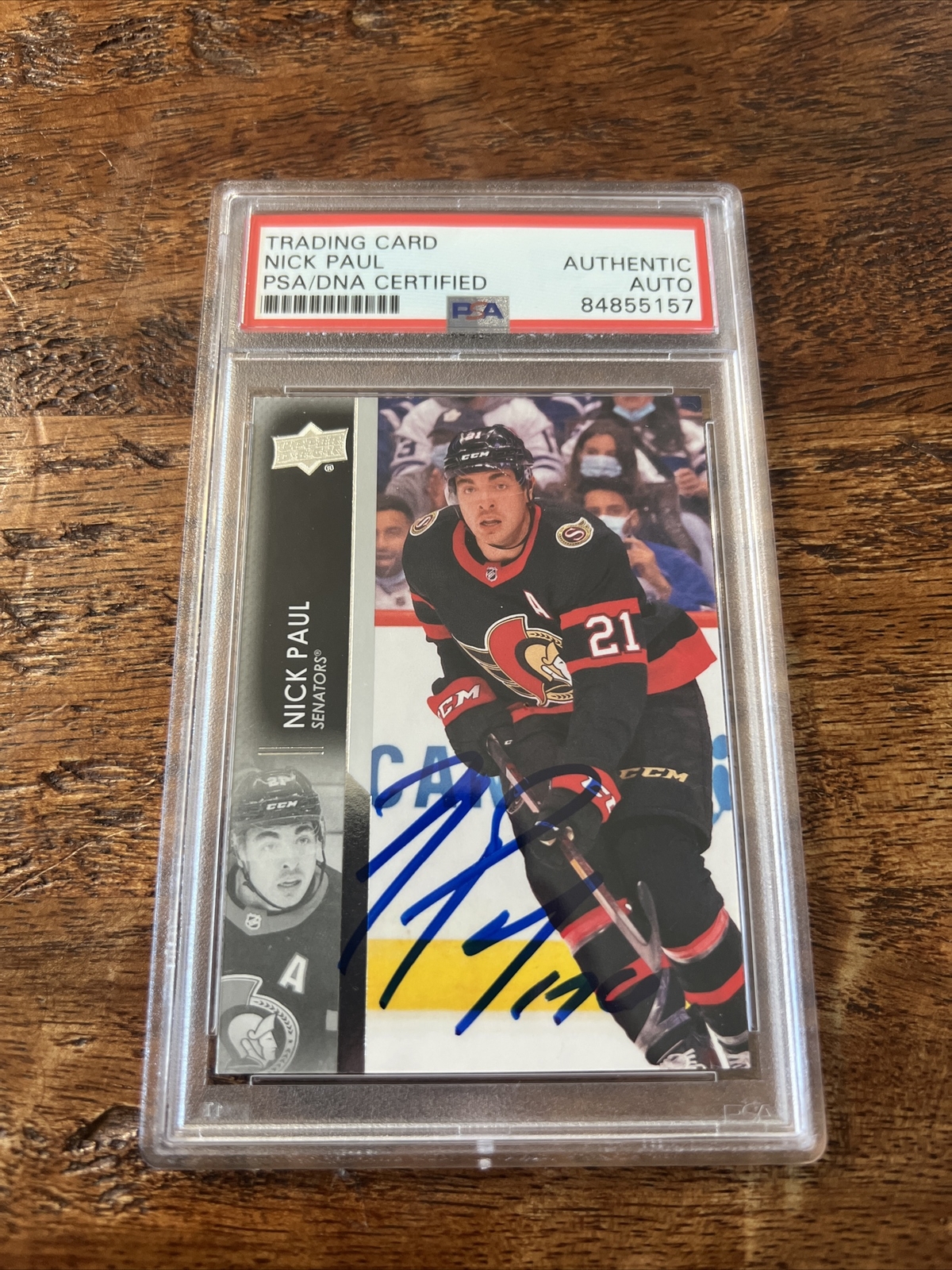 Nick Paul IP Signed Upper Deck Card Psa Dna Coa Slab Senators Autographed