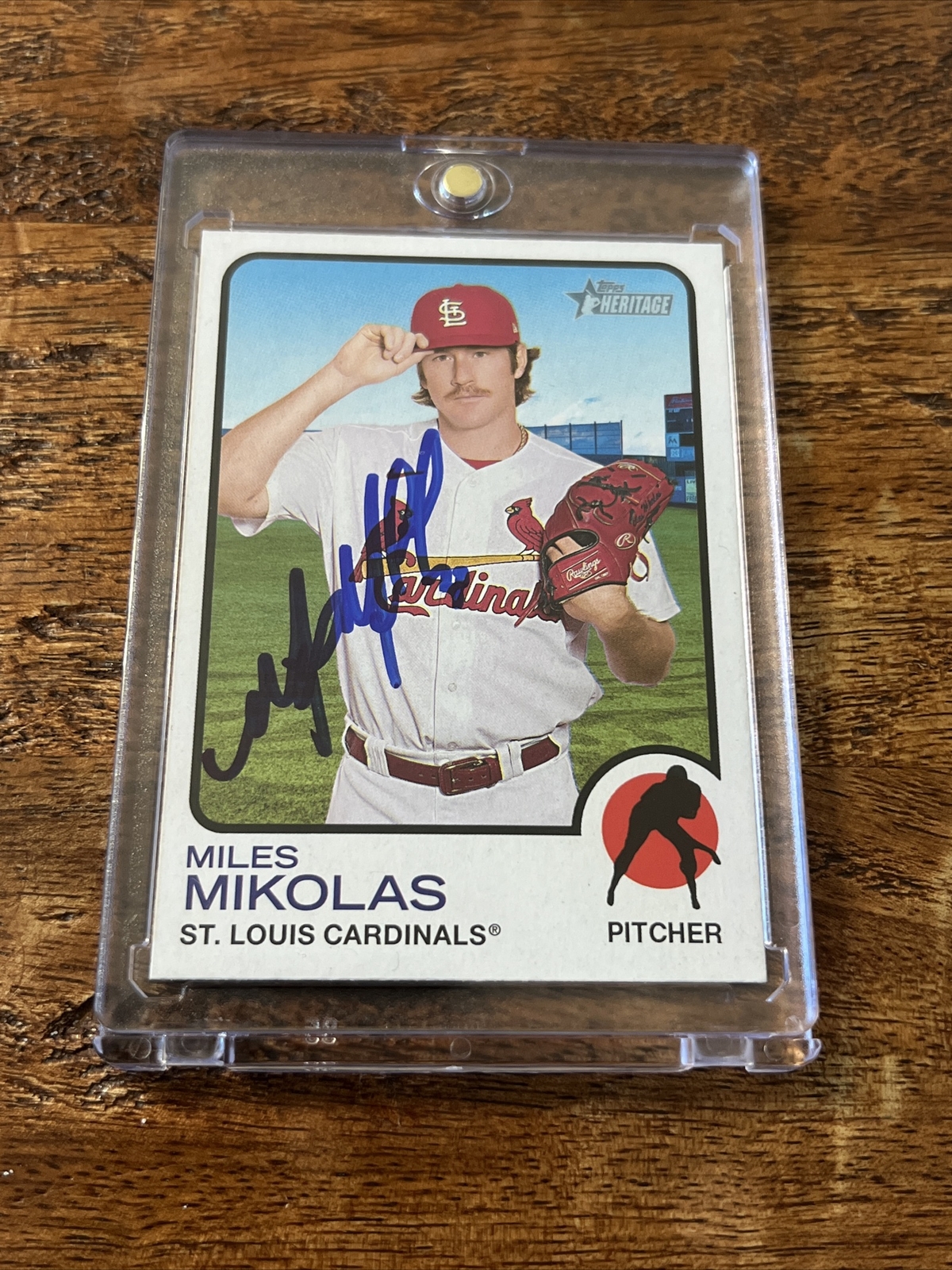 Miles Mikolas IP Signed Topps Heritage Card Psa Dna Coa Autographed Cardinals