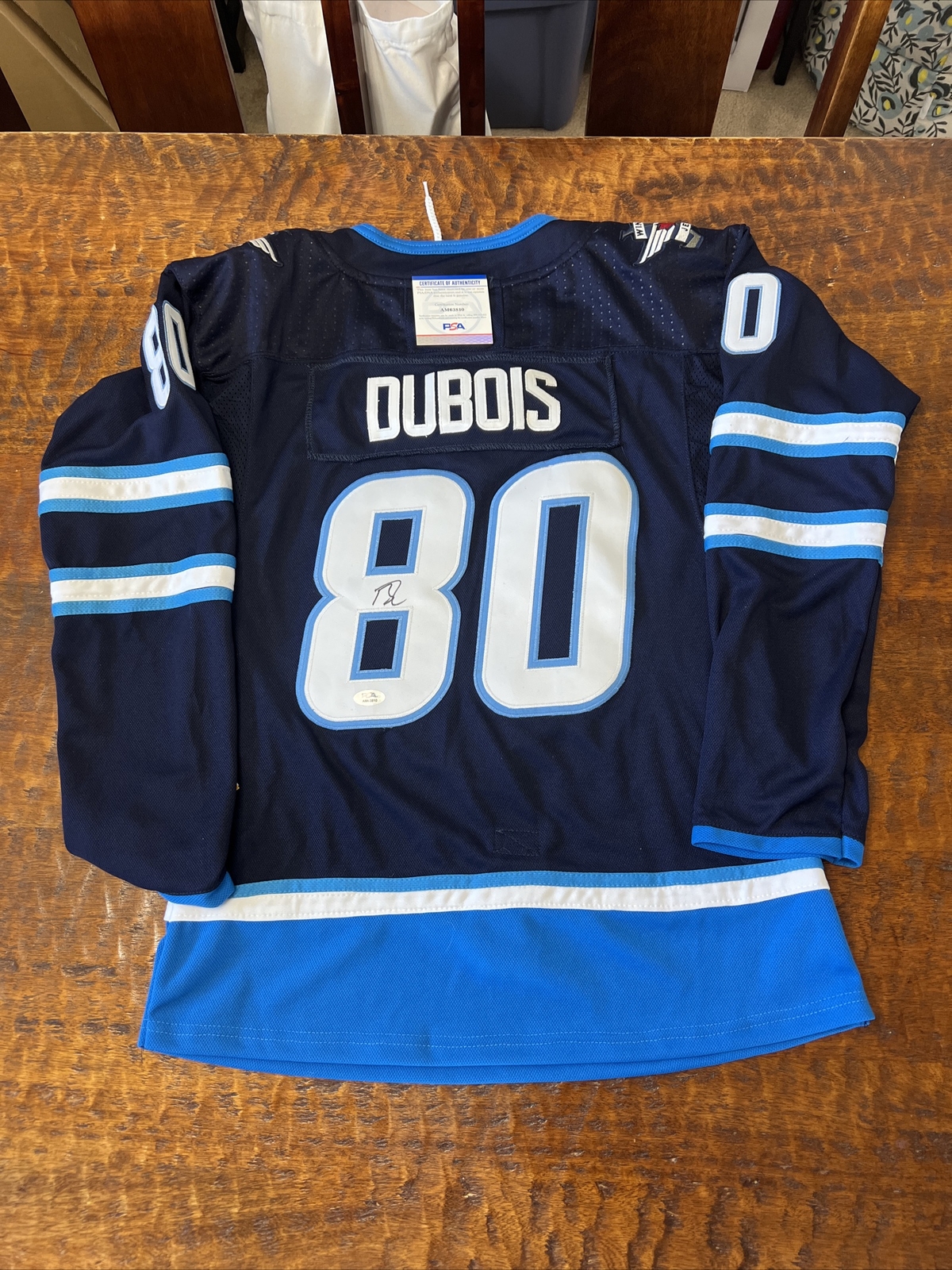 Pierre-Luc Dubois Signed Winnipeg Jets Jersey Psa/Dna Coa Autographed