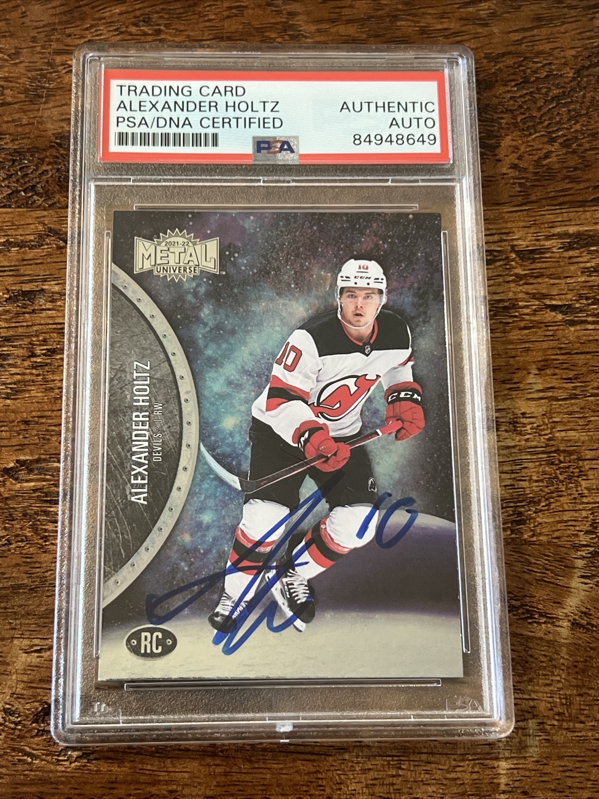 Alexander Holtz Signed Skybox Metal RC Card PSA DNA Coa Slab Autographed Devils