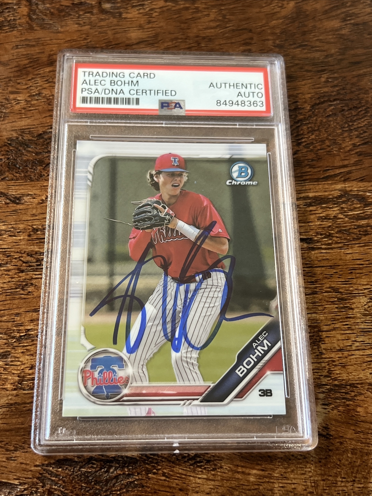 Alec Bohm IP Signed Bowman Chrome Card PSA DNA Coa Slab Autographed Phillies