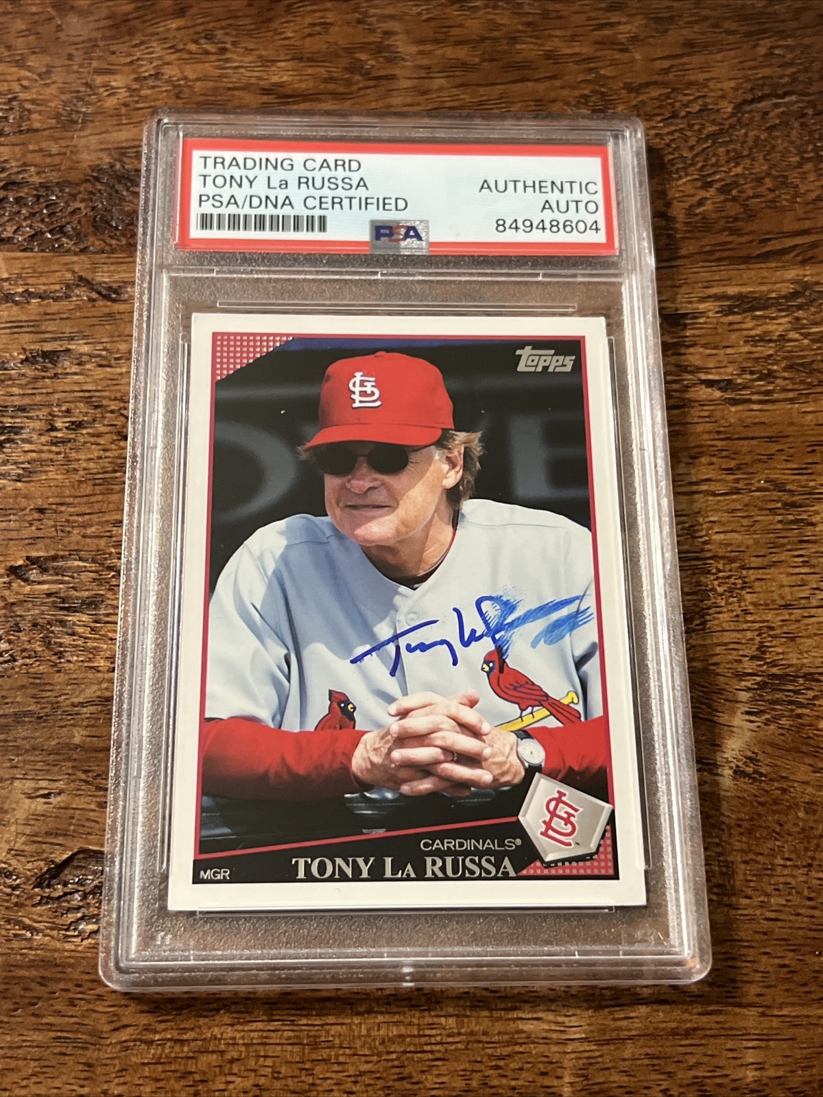 Tony LaRussa IP Signed Topps Card PSA DNA Coa Slab Autographed Cardinals