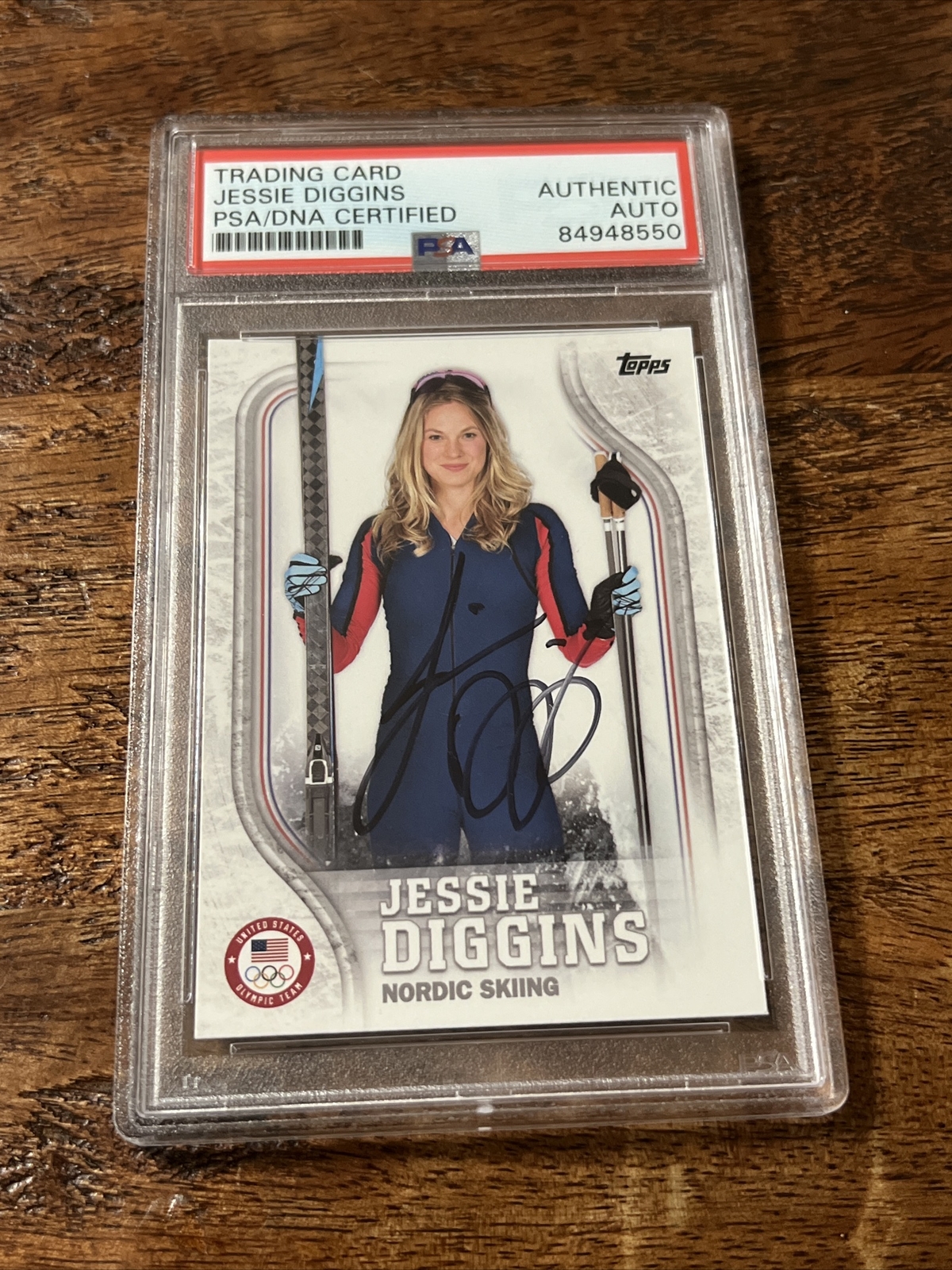 Jessie Diggins IP Signed Topps US Olympic Card Psa Dna Coa Slab Autographed