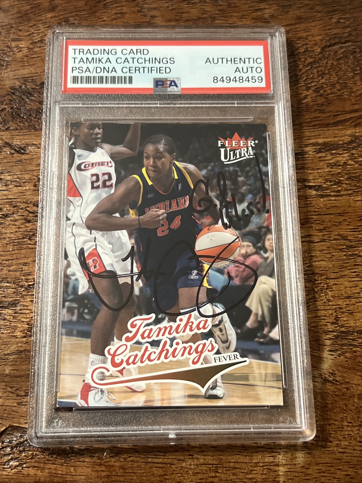 Tamika Catchings IP Signed Fleer Card Psa Dna Coa Slab Autographed Fever WNBA