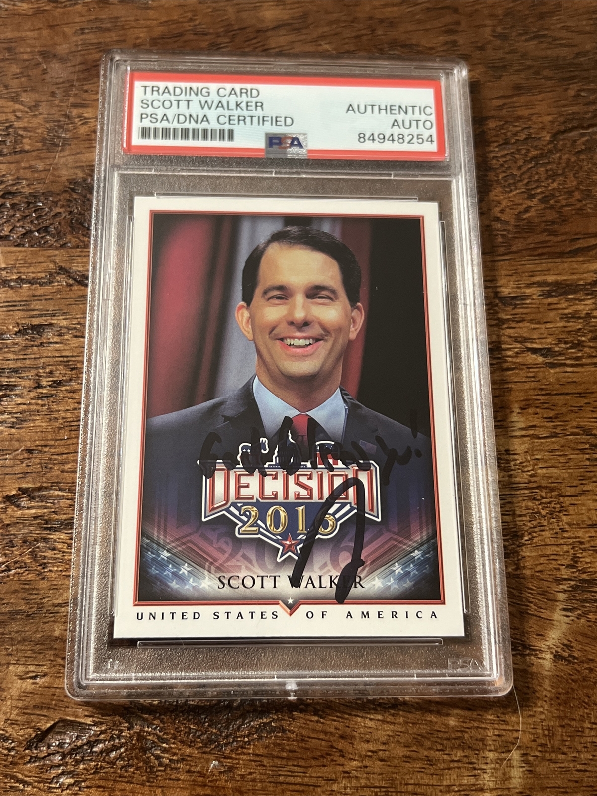 Scott Walker IP Signed Decision Card PSA DNA Coa Slab Autographed Politician