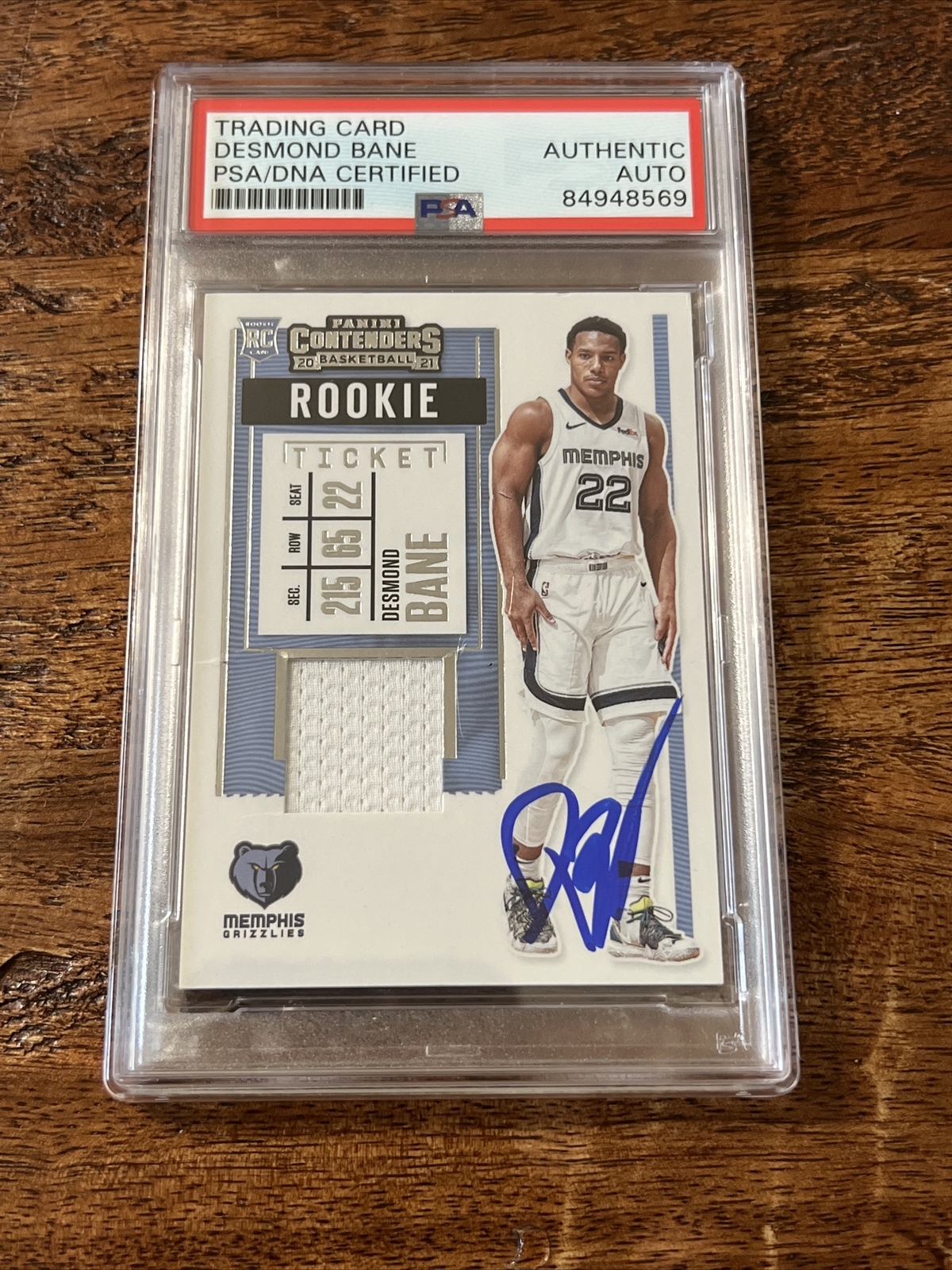 Desmond Bane IP Signed Panini Jersey RC Card Psa Dna Coa Slab Autographed