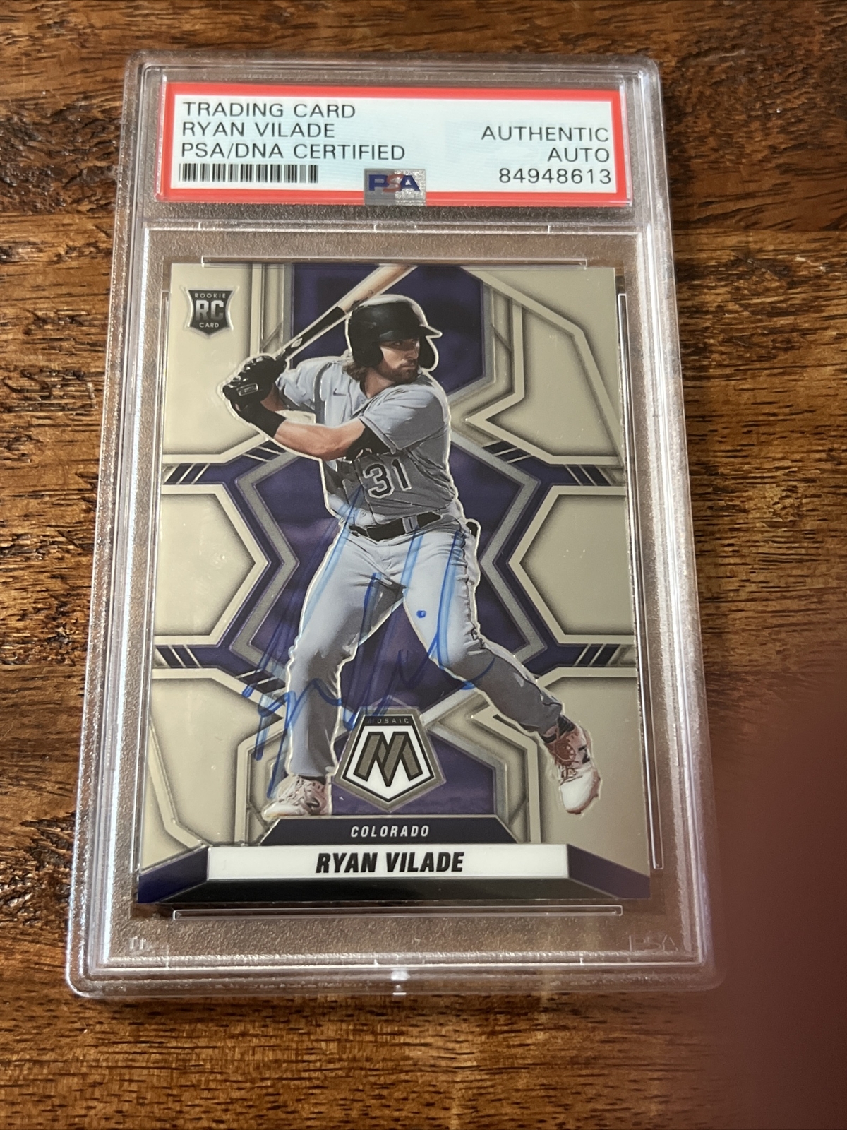 Ryan Vilade IP Signed Mosaic RC Card PSA DNA Coa Slab Autographed Rockies