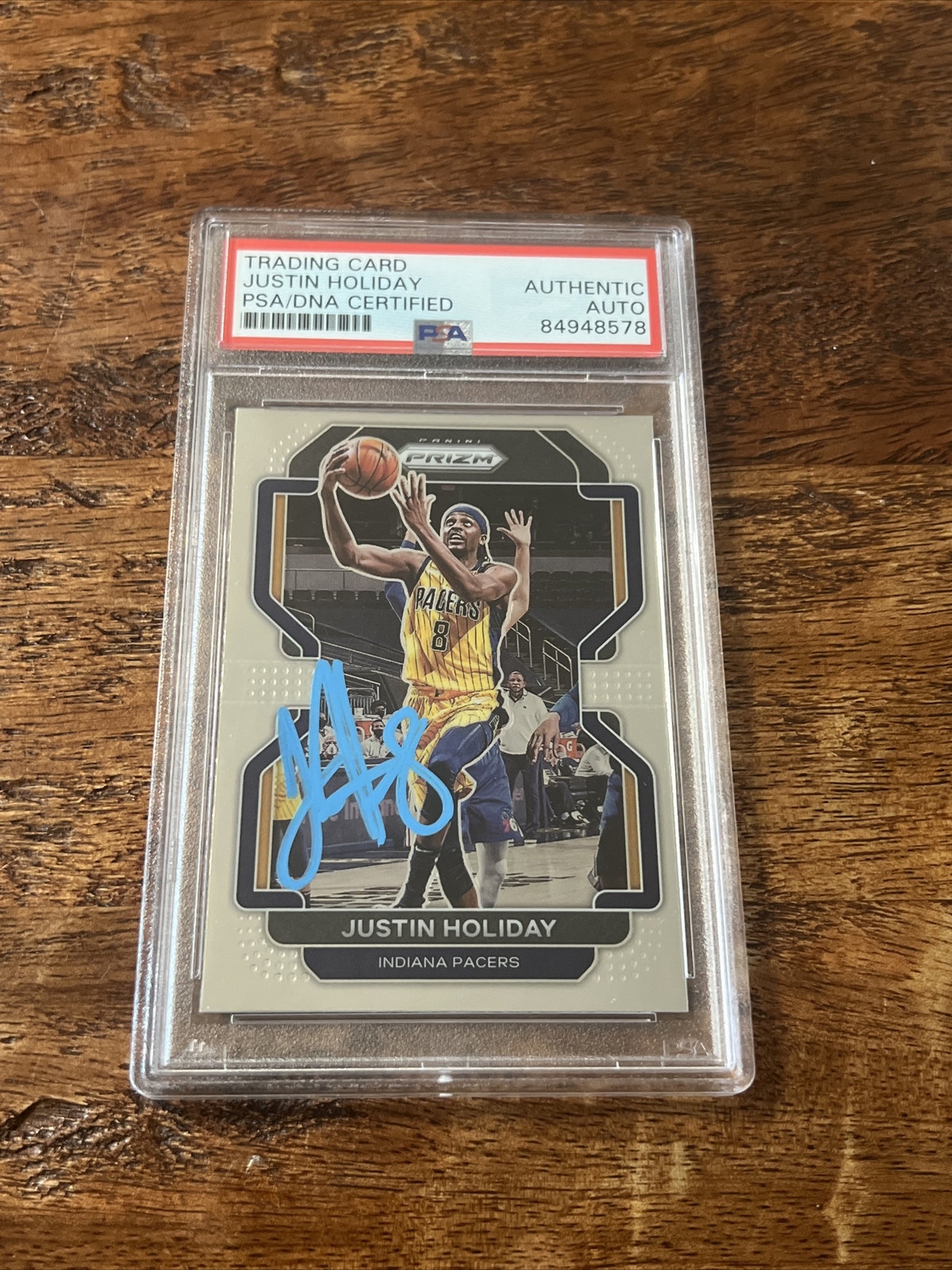 Justin Holiday IP Signed Prizm Card Psa Dna Coa Slab Autographed Pacers