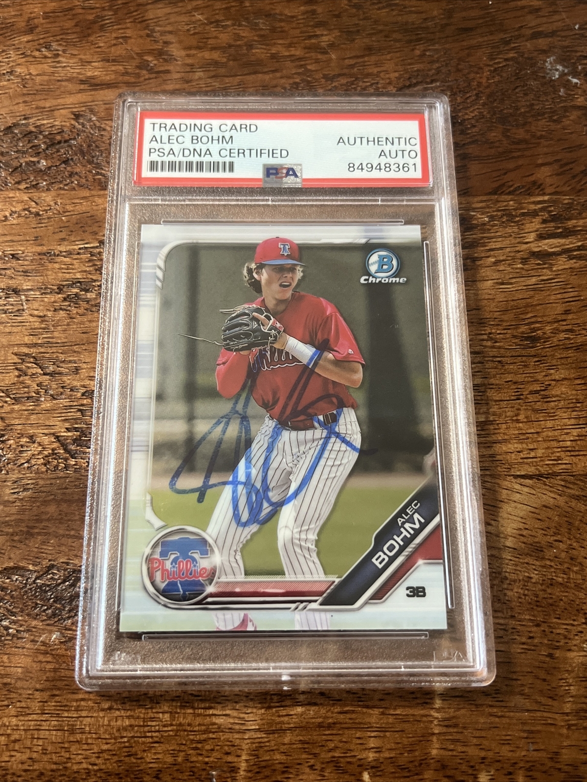 Alec Bohm IP Signed Bowman Chrome Card PSA DNA Coa Slab Autographed Phillies