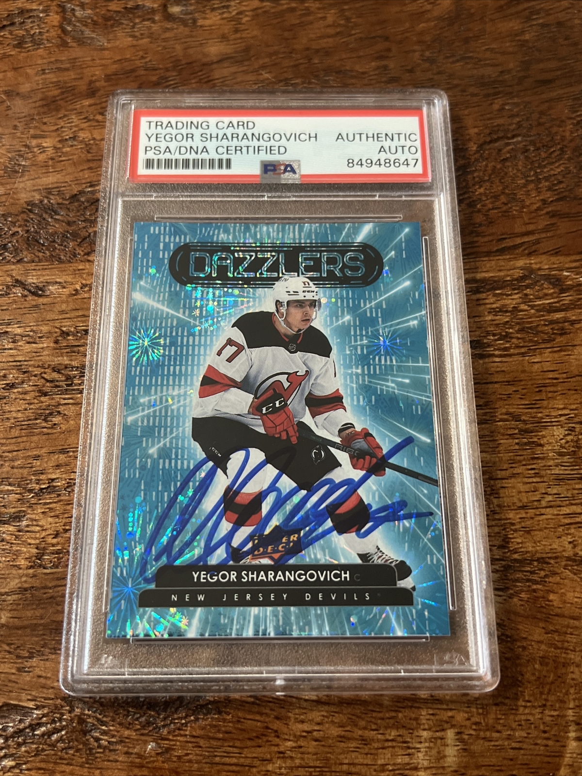 Yegor Sharangovich IP Signed UD Dazzlers Card Psa Dna Coa Slab Devils Auto