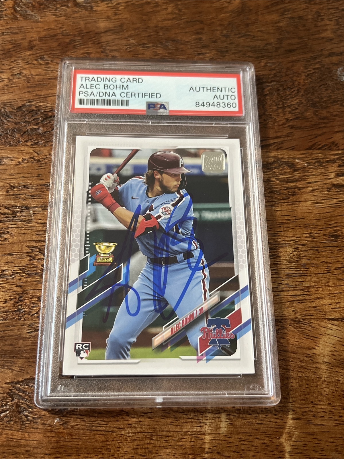Alec Bohm IP Signed Topps RC Card PSA DNA Coa Slab Autographed Phillies