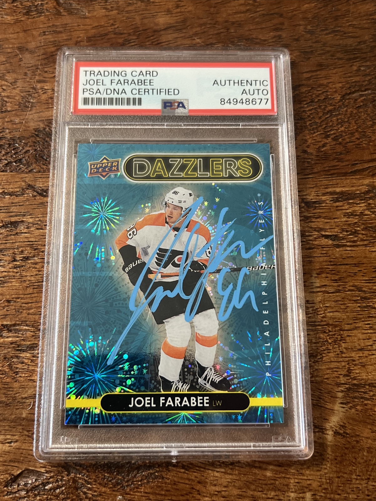 Joel Farabee IP Signed UD Dazzlers Card Psa Dna Coa Slab Flyers Autographed