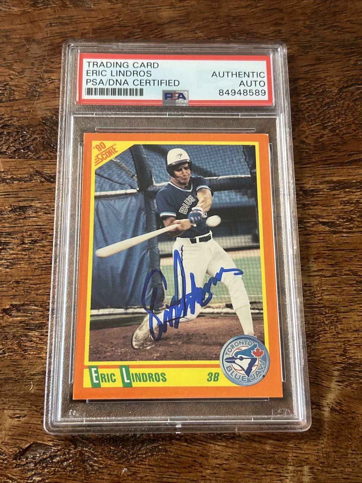 Eric Lindros IP Signed Score Rookie Card Psa Dna Coa Slab Blue Jays Autographed