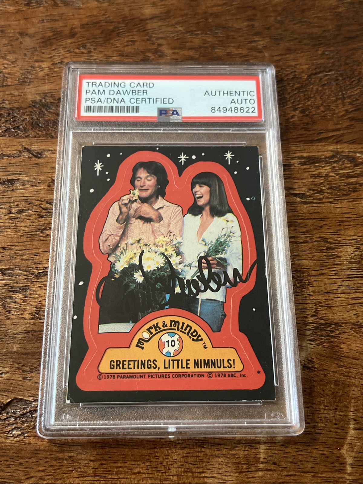 Pam Dawber IP Signed Mork & Mindy Card Psa Dna Coa Slab Autographed