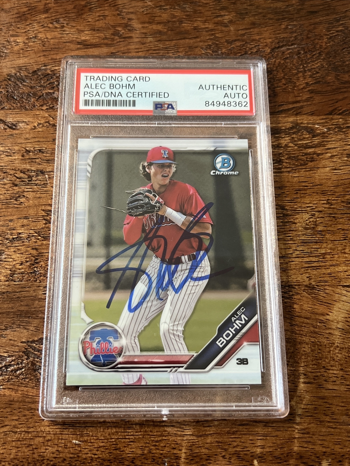 Alec Bohm IP Signed Bowman Chrome Card PSA DNA Coa Slab Autographed Phillies