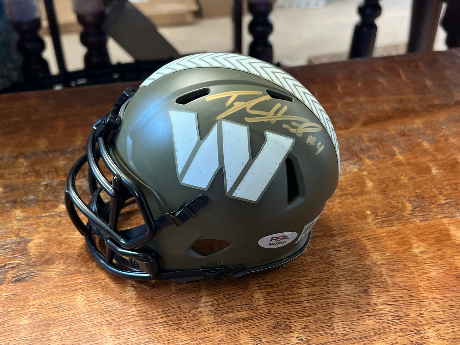 Taylor Heinicke Signed Commanders Salute To Service Mini Helmet PSA DNA Coa