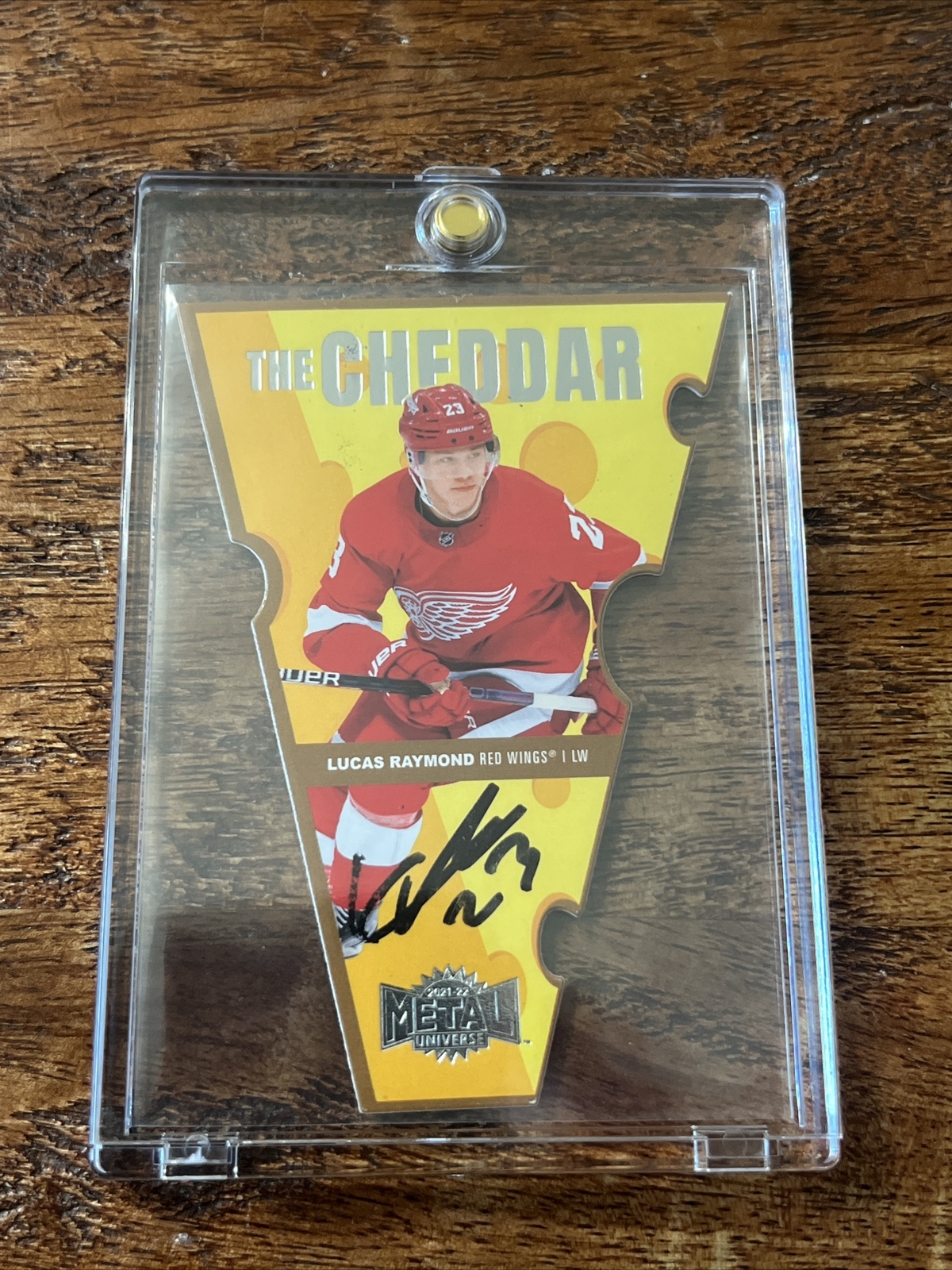 Lucas Raymond IP Signed Skybox Metal Card Psa Dna Coa Autographed Red Wings