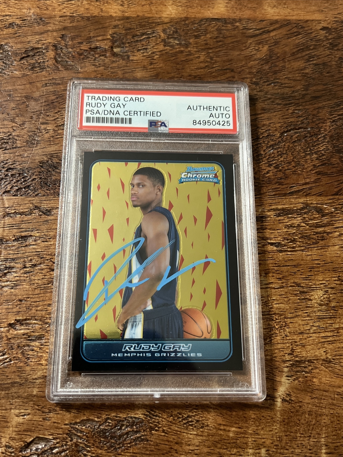 Rudy Gay IP Signed Bowman Chrome Rookie Card Psa Dna Coa Slab Autographed