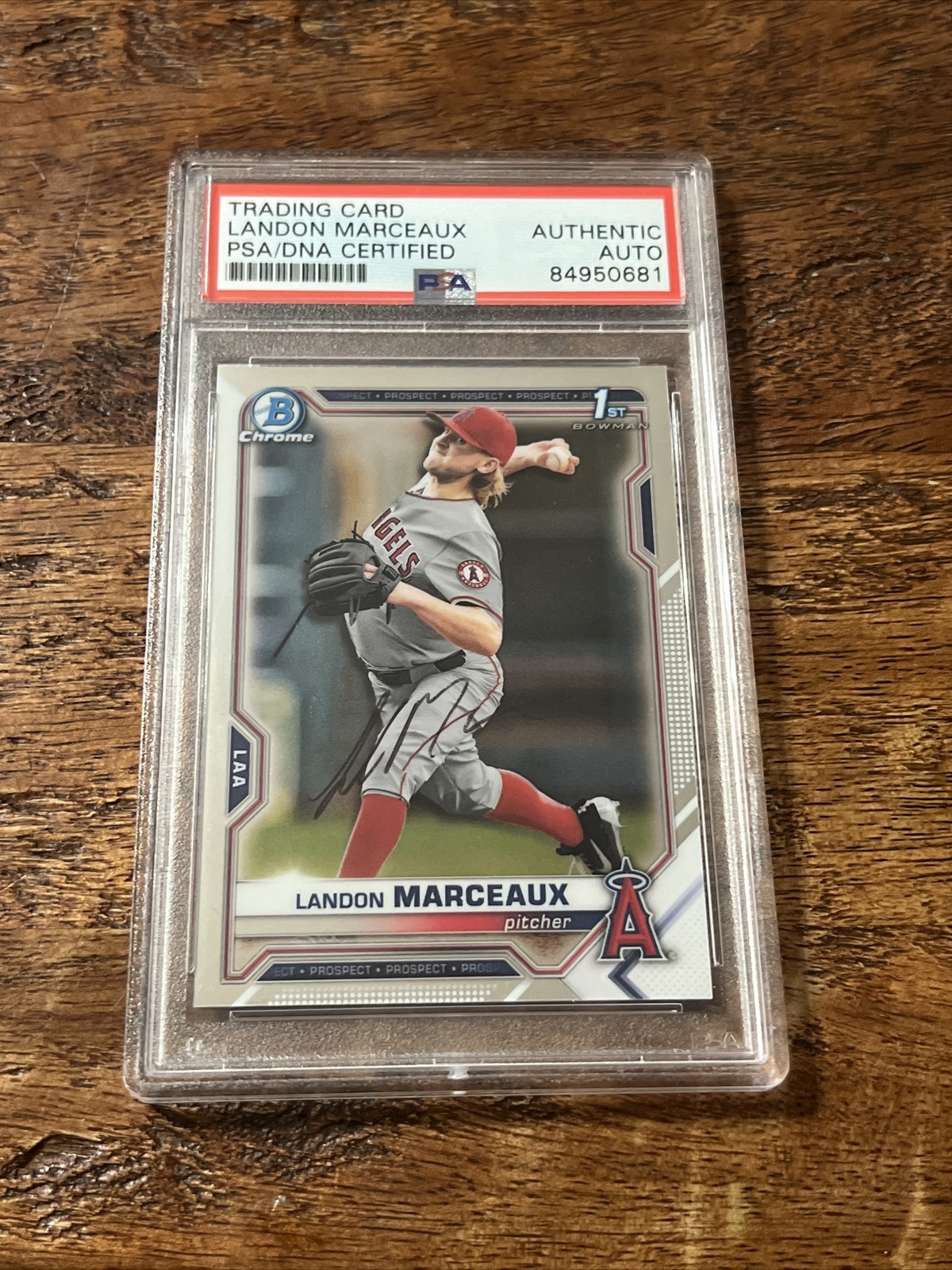Landon Marceaux IP Signed 1st Bowman Chrome Card Psa Dna Coa Slab Angels Auto