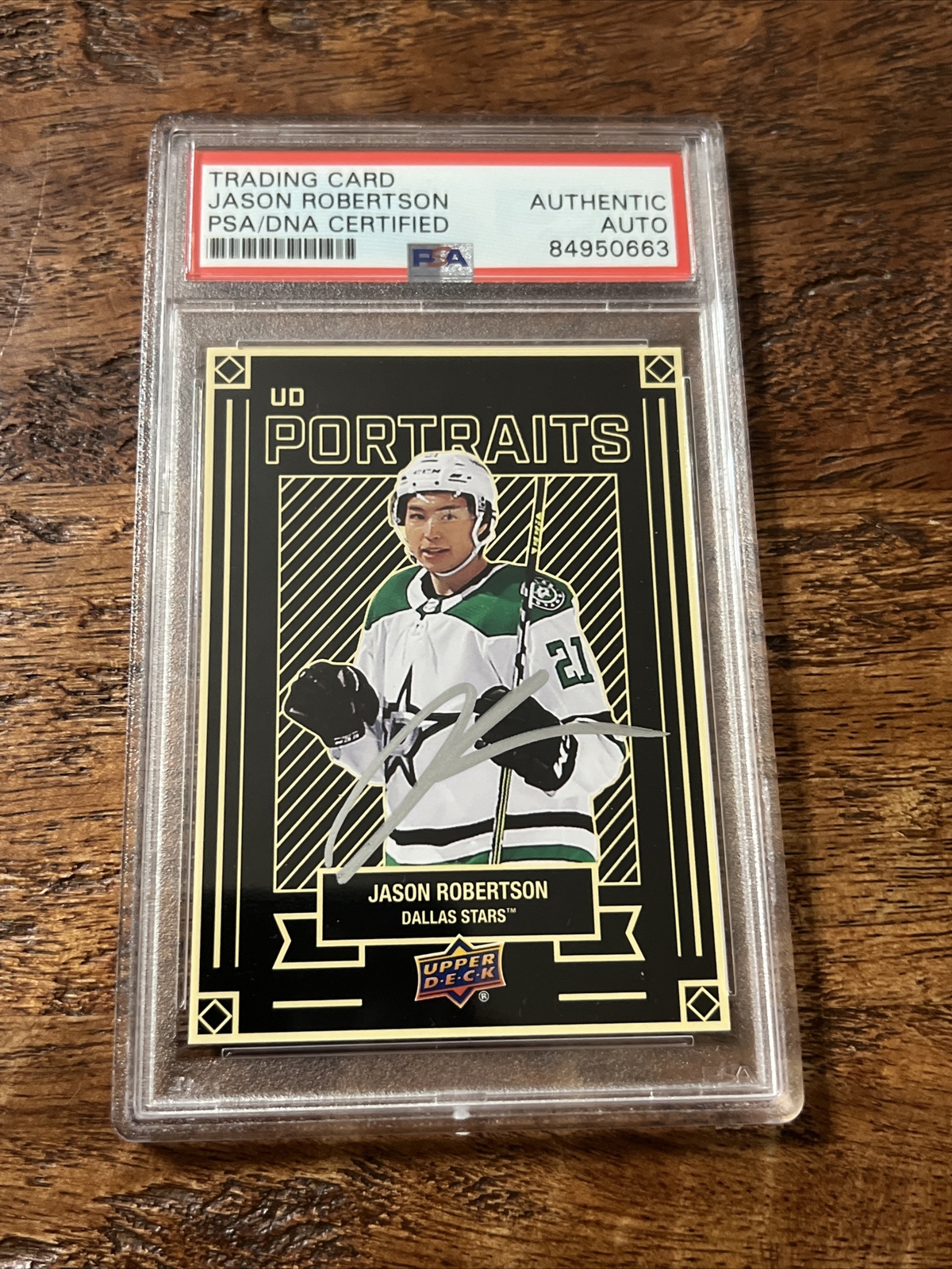 Jason Robertson IP Signed UD Portraits Card Psa Dna Coa Slab Stars Autographed