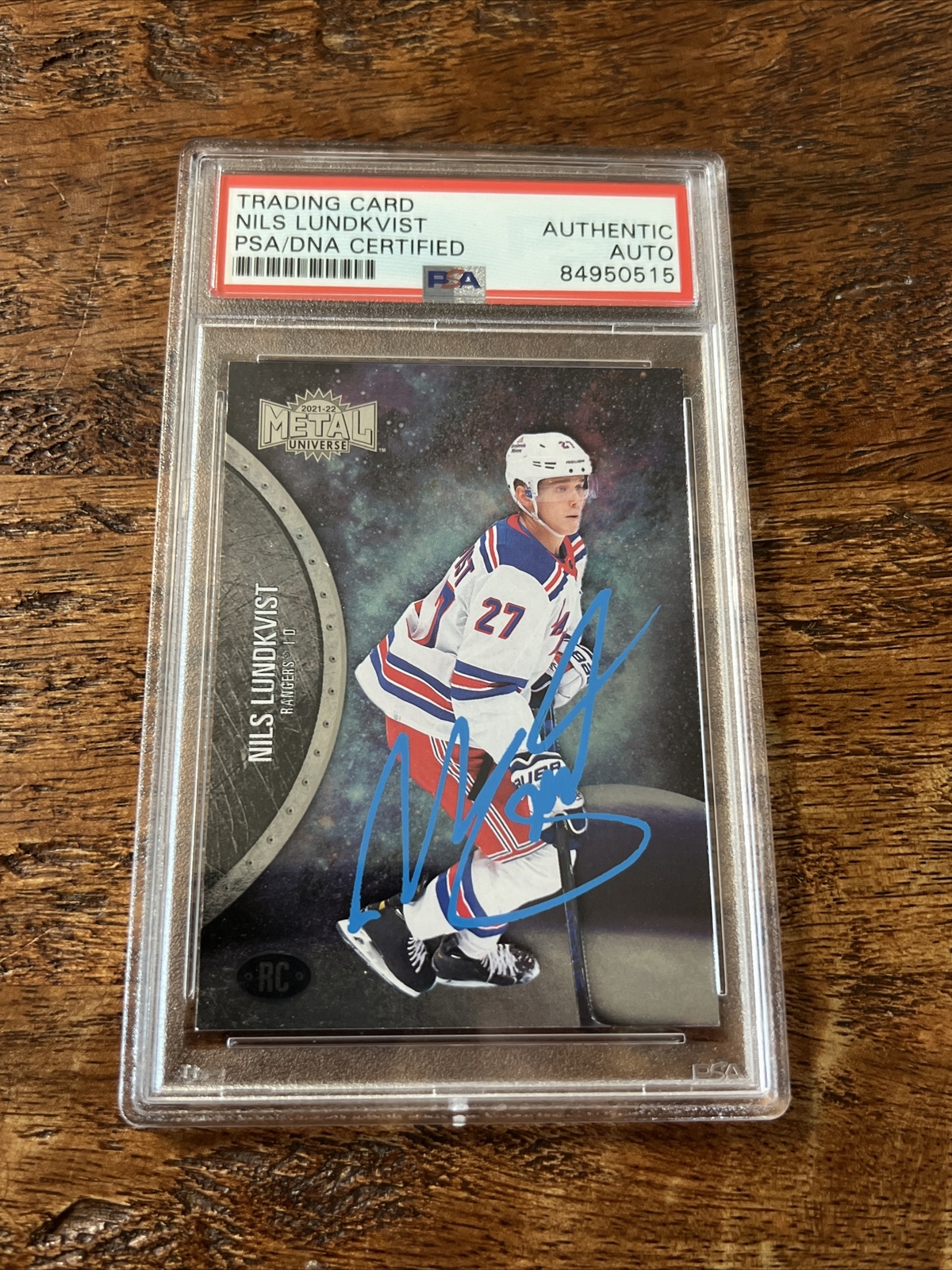 Nils Lundkvist IP Signed Skybox Metal Card RC Psa Dna Coa Slab Rangers Auto