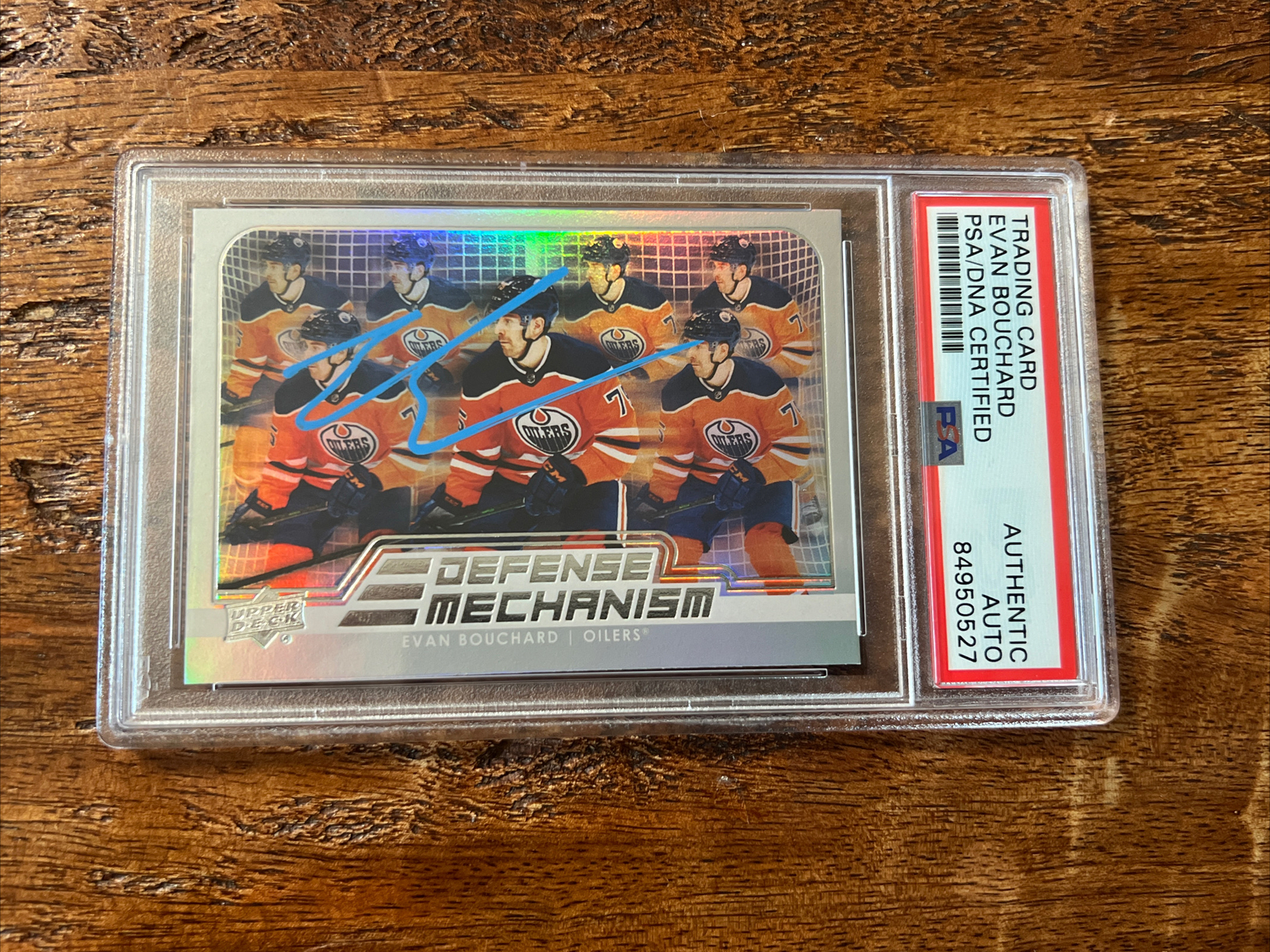 Evan Bouchard IP Signed UD Defense Mechanism Card Psa Dna Coa Slab Oilers Auto