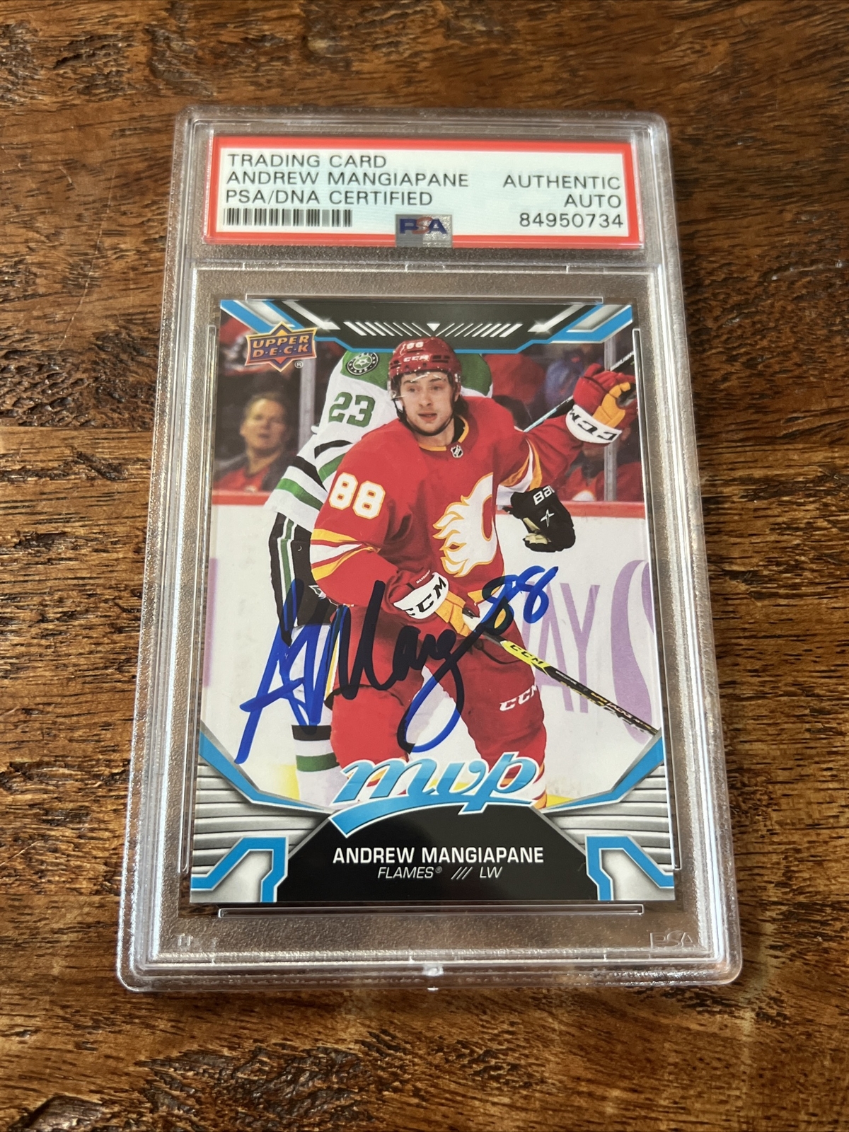 Andrew Mangiapane IP Signed Upper Deck Card Psa Dna Coa Slab Autographed Flames