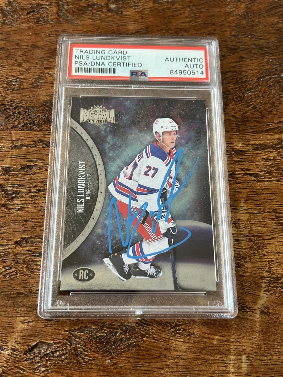 Nils Lundkvist IP Signed Skybox Metal Card RC Psa Dna Coa Slab Rangers Auto