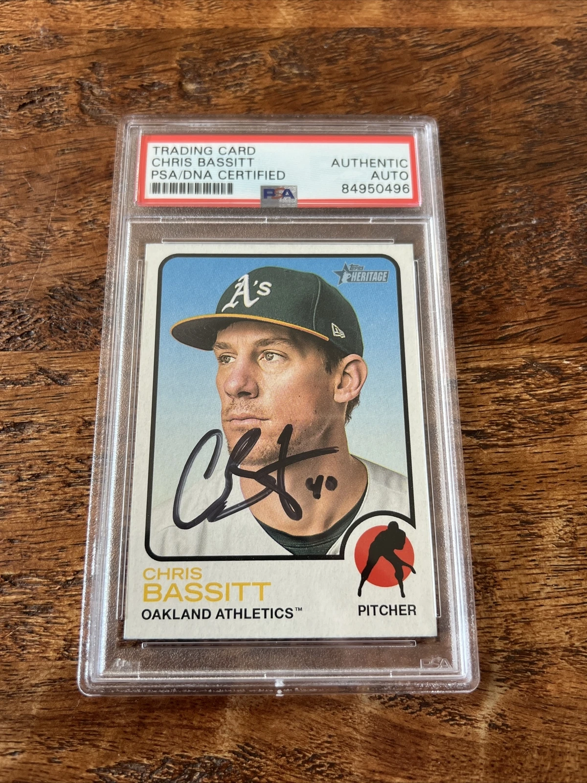 Chris Bassitt IP Signed Topps Heritage Card PSA DNA Coa Slab Blue Jays Auto