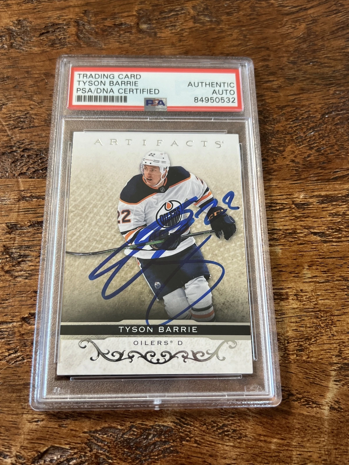 Tyson Barrie IP Signed UD Artifacts Card Psa Dna Coa Slab Autographed Oilers