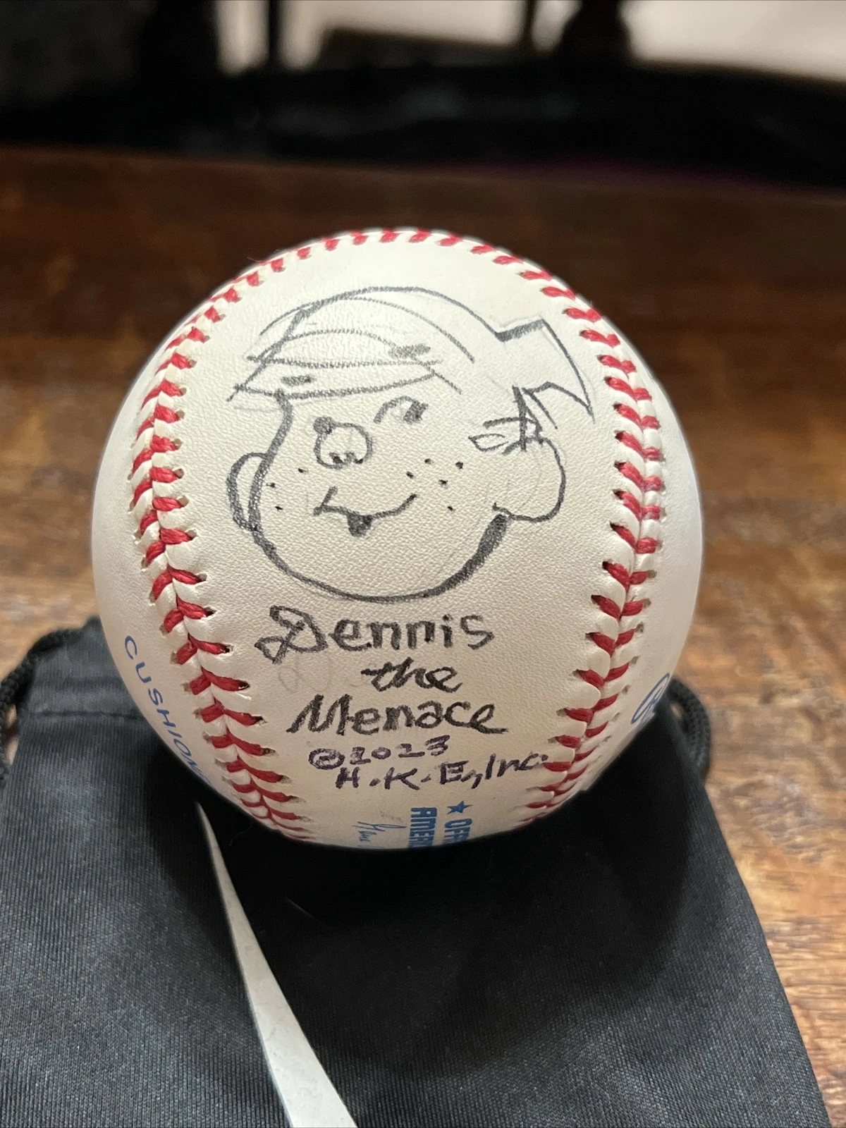 Marcus Hamilton Signed Sketch Baseball PSA DNA Coa Dennis The Menace Cartoonist